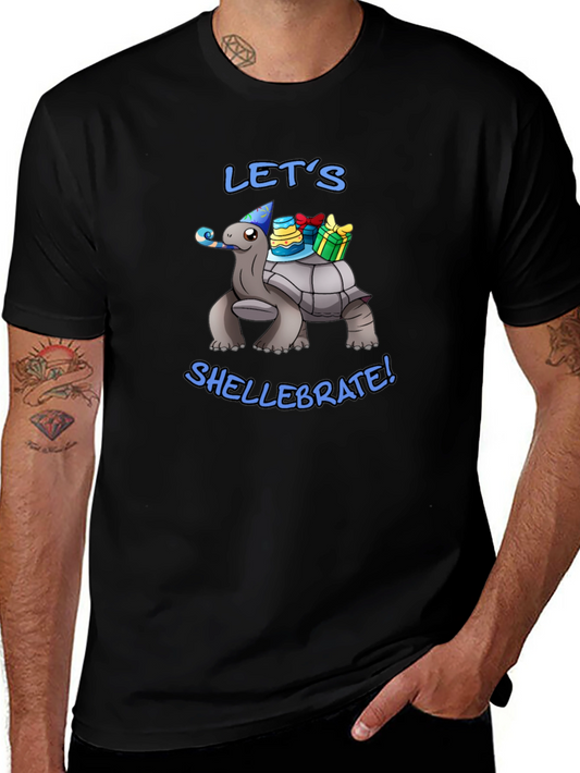 Lets Shellebrate! Turtle Graphic Black T-Shirt