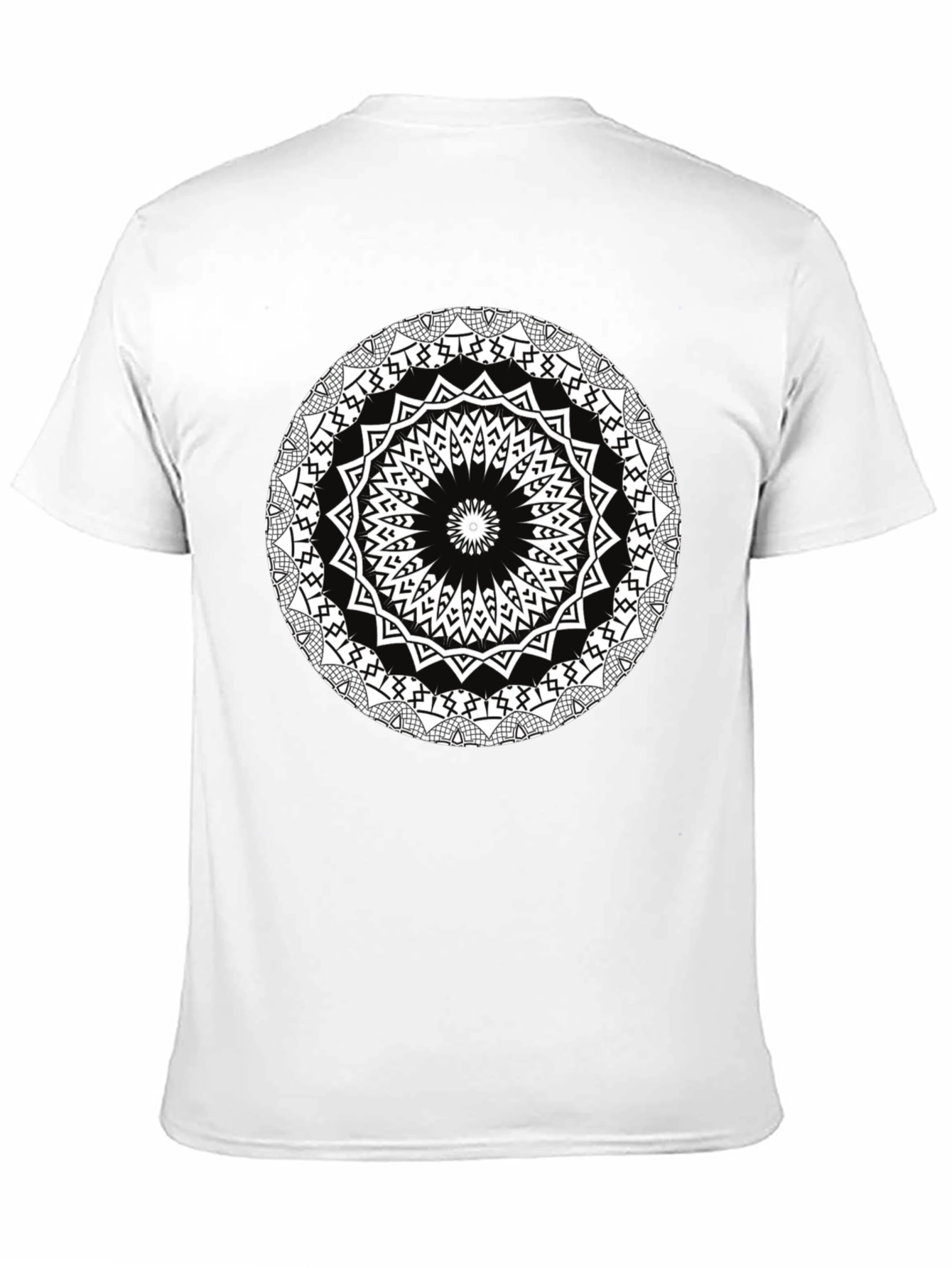 Geometric Mandala Print Black T-Shirt