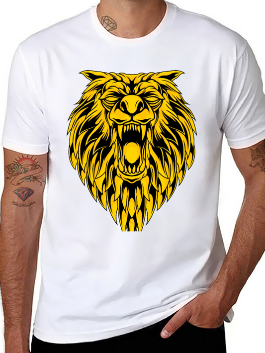 Black T-Shirt with Bold Lion Graphic