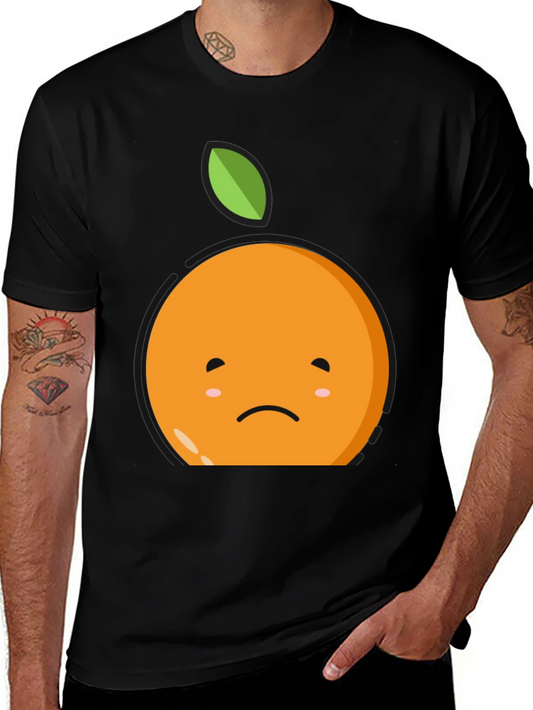 Sad Orange Graphic Tee - Soft Black Cotton T-Shirt