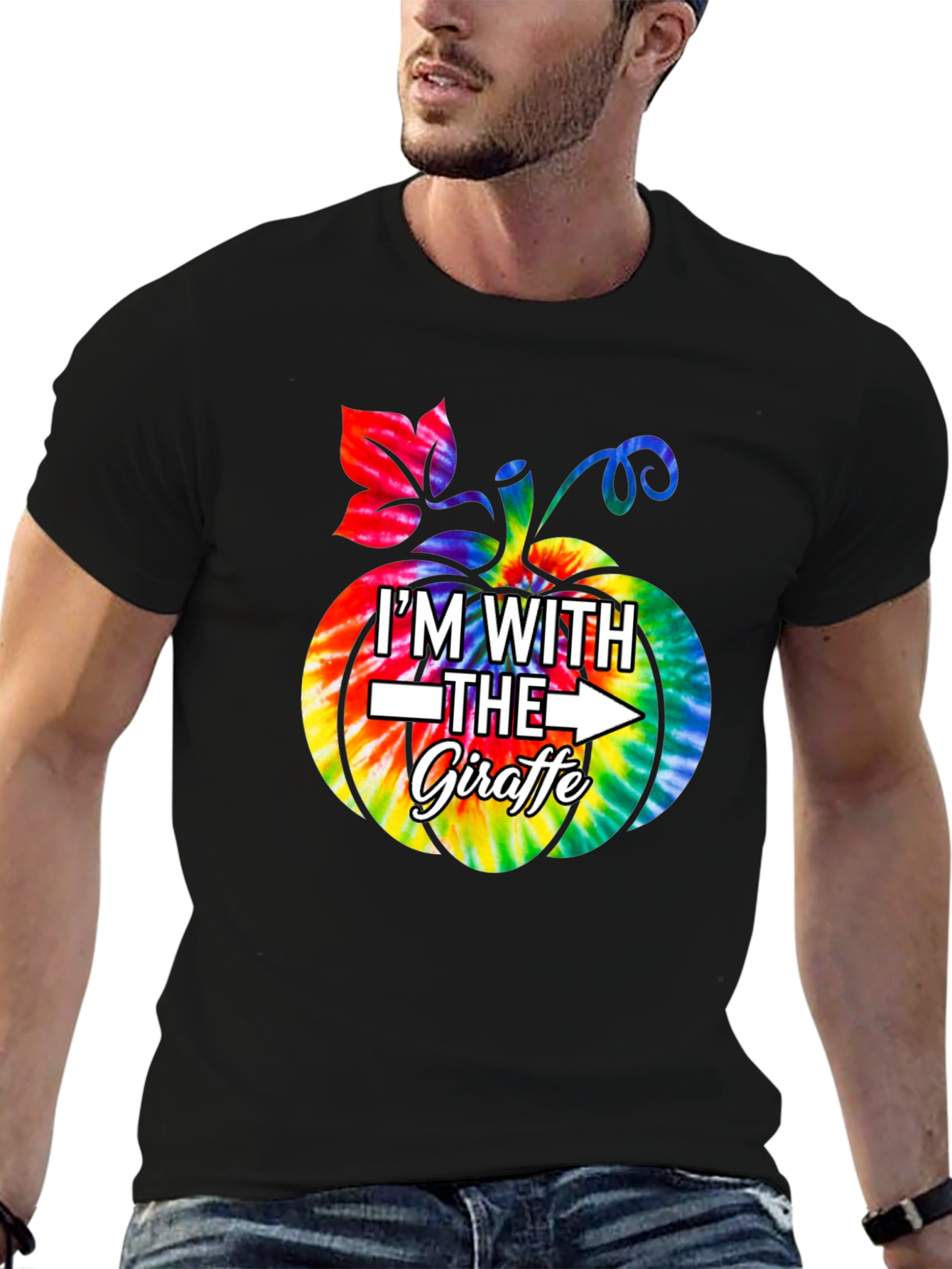 Im With The Giraffe Pumpkin Tie Dye Halloween T-Shirt