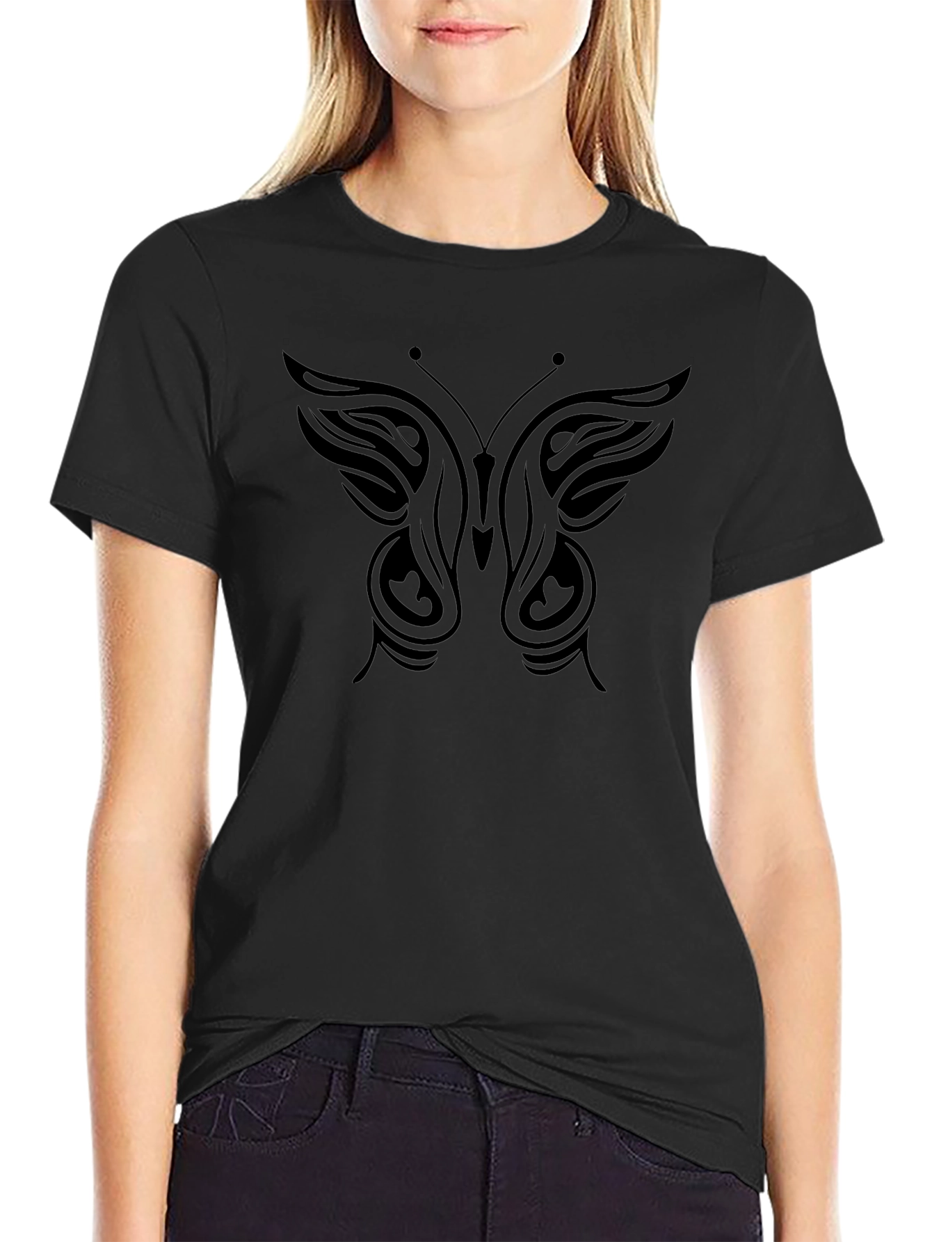 Butterfly Graphic Tee - Classic Black Cotton