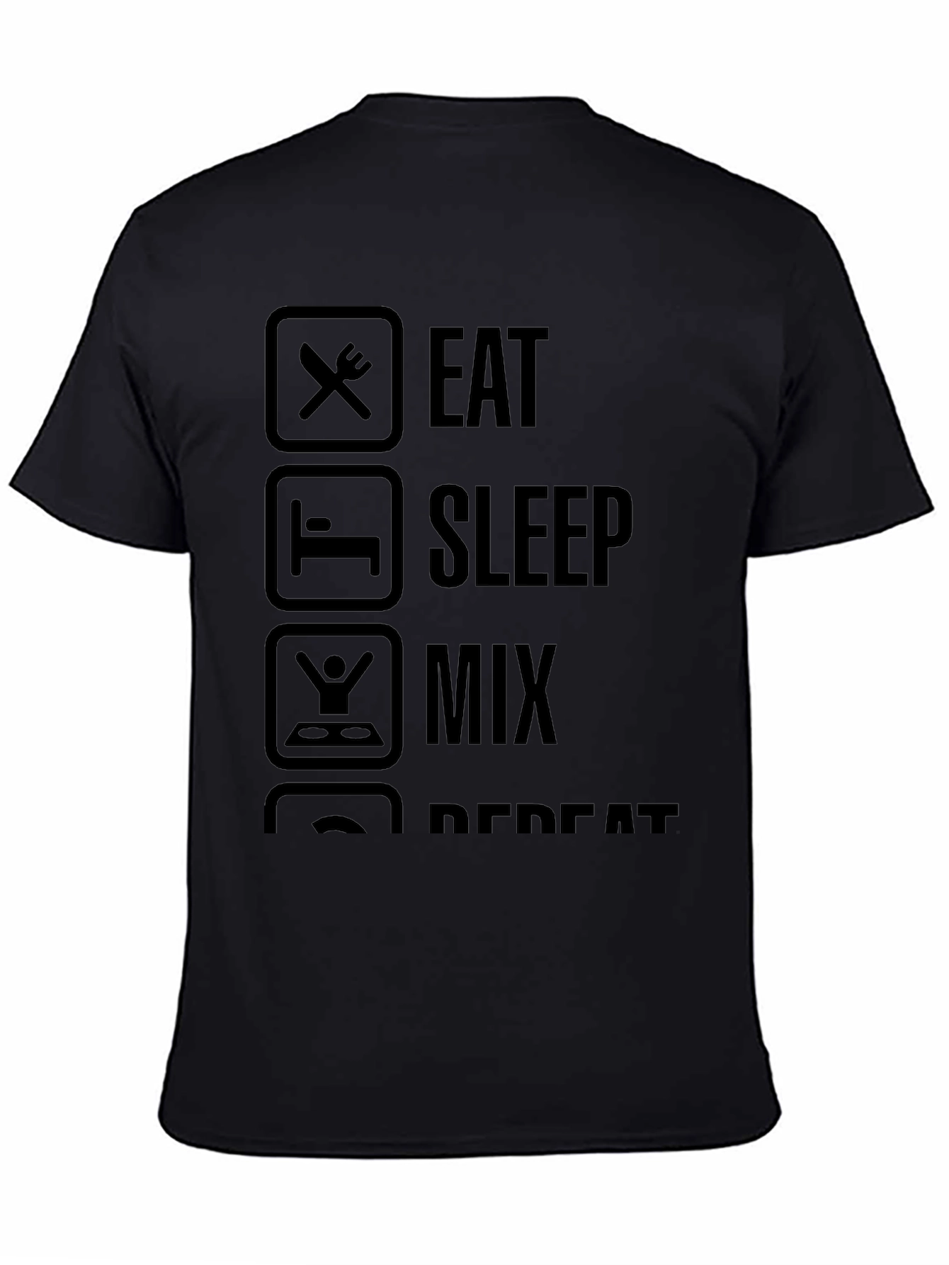 Eat Sleep Mix Repeat Black Graphic T-Shirt