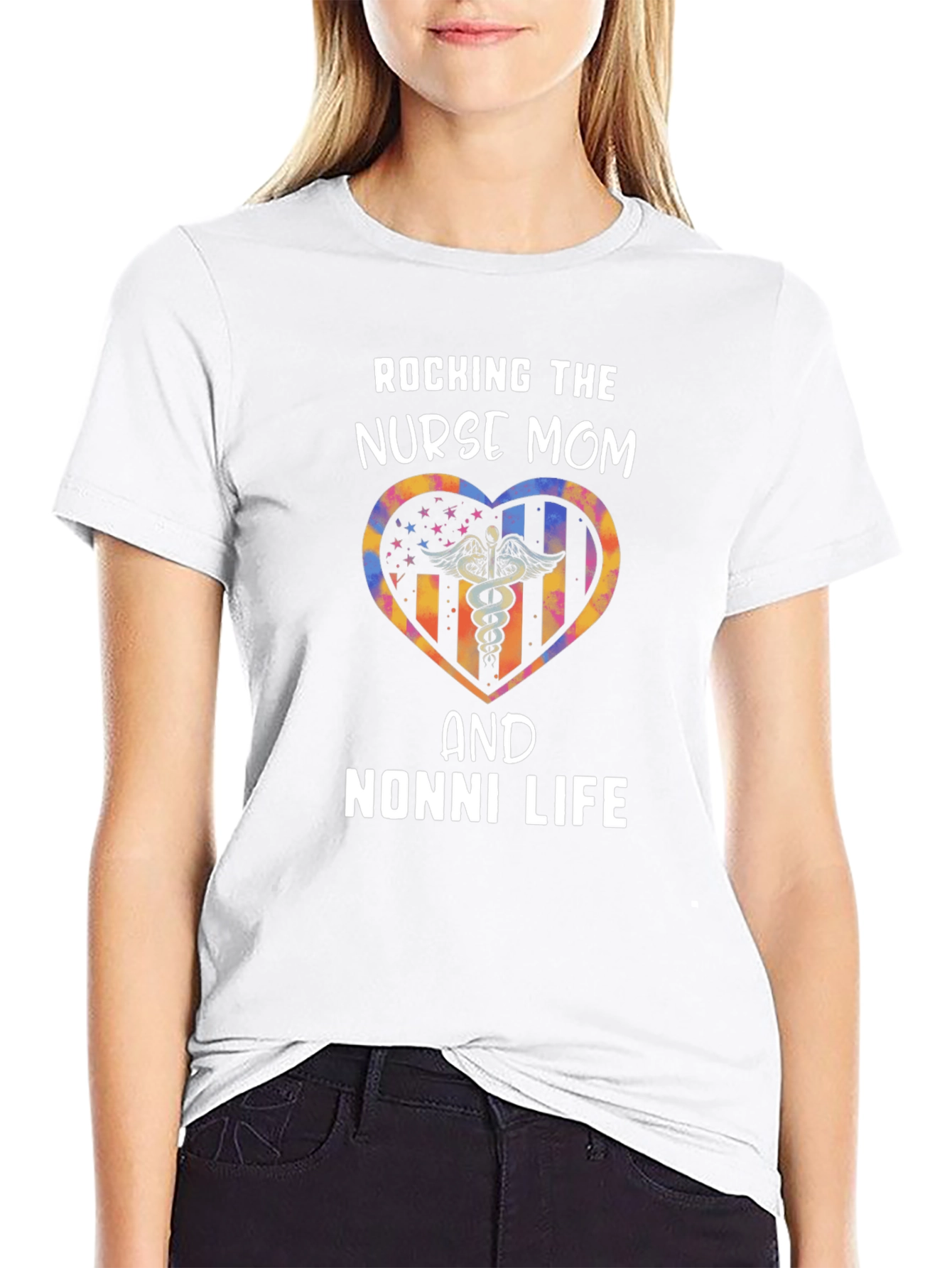 Rocking Nurse Mom & Nonni Life Graphic Tee