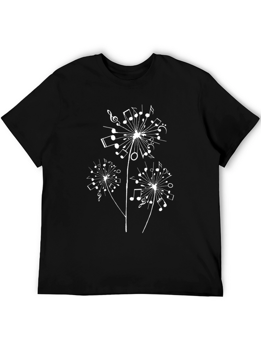 Musical Dandelion Black T-Shirt - Unique Graphic Tee