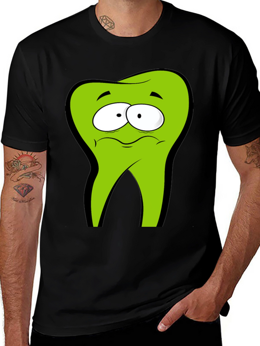 Funny Cartoon Tooth Black T-Shirt