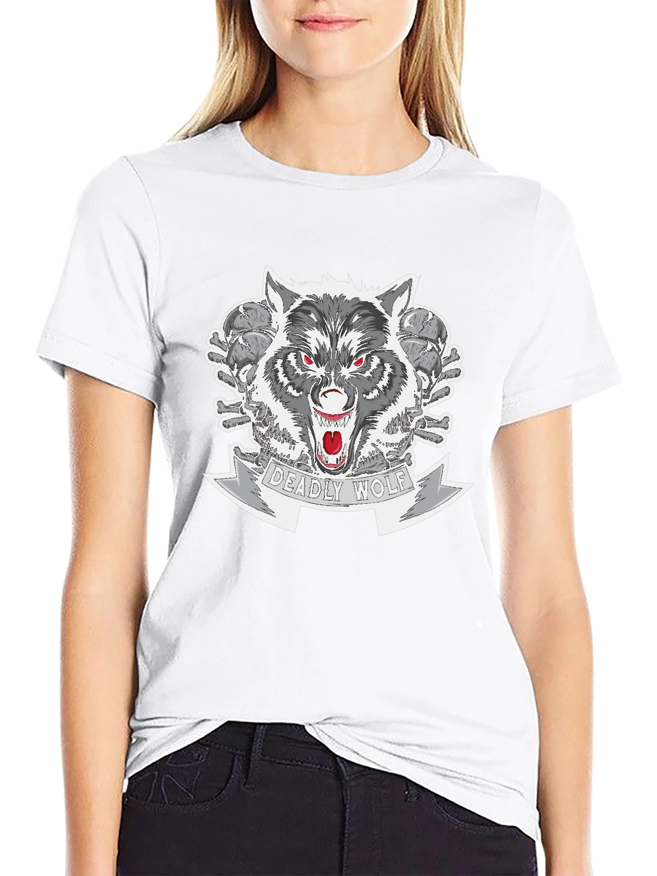 Deadly Wolf Graphic Tee - Black