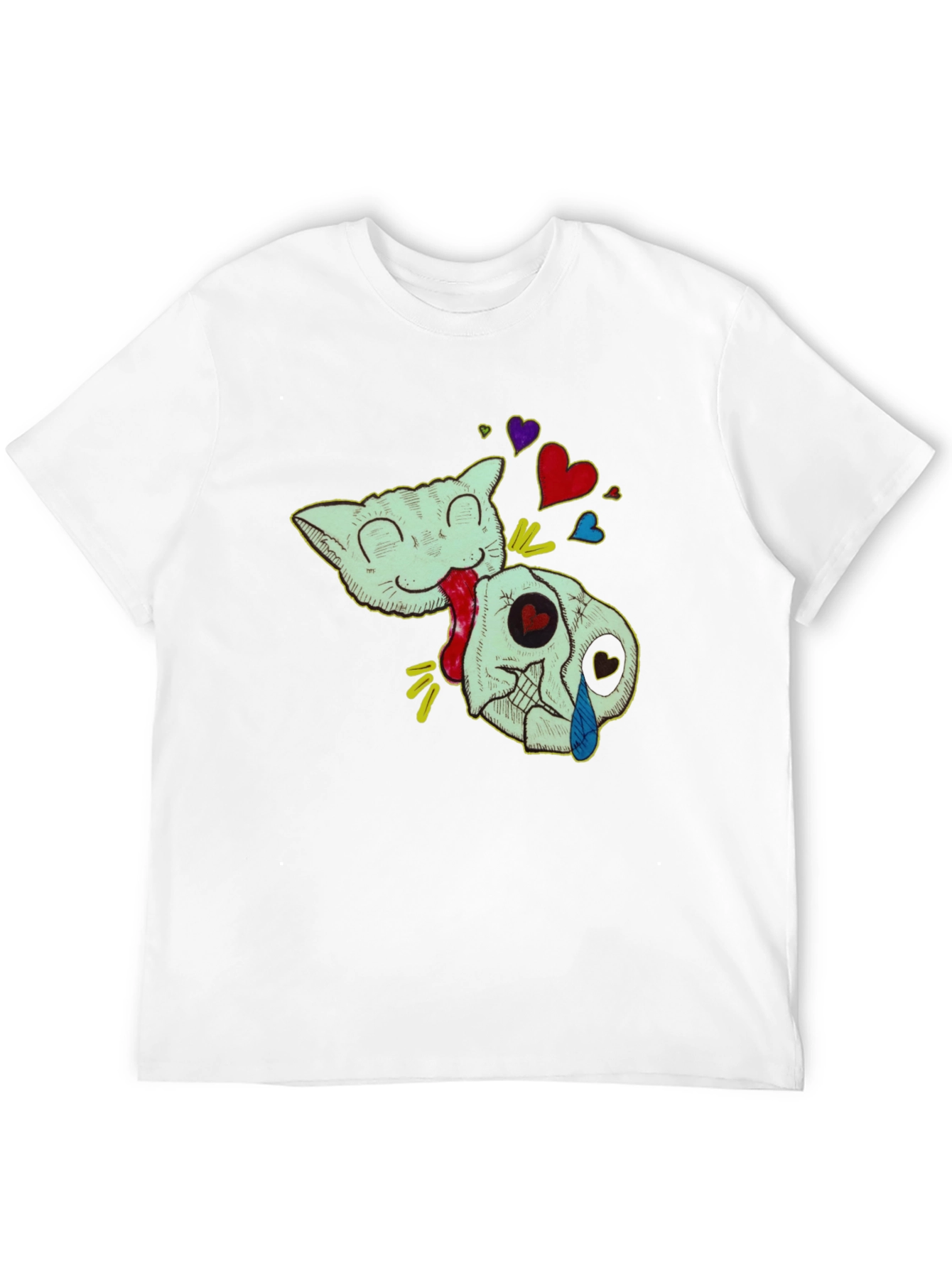 Cat & Skull Graphic T-Shirt