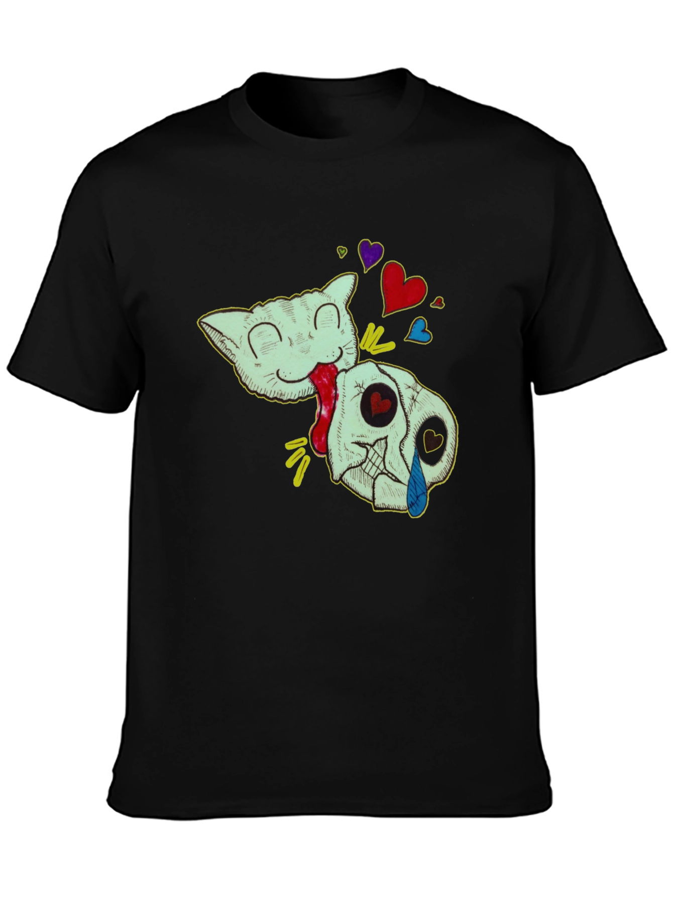Cat & Skull Graphic T-Shirt