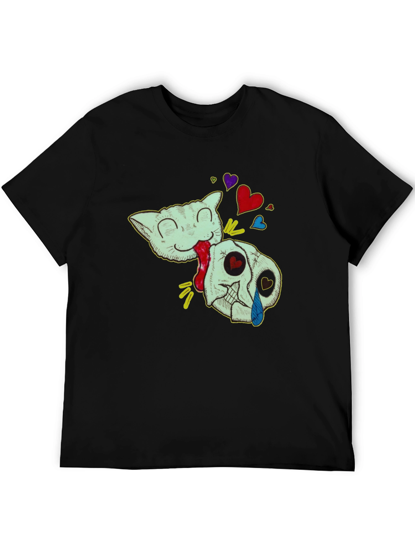 Cat & Skull Graphic T-Shirt