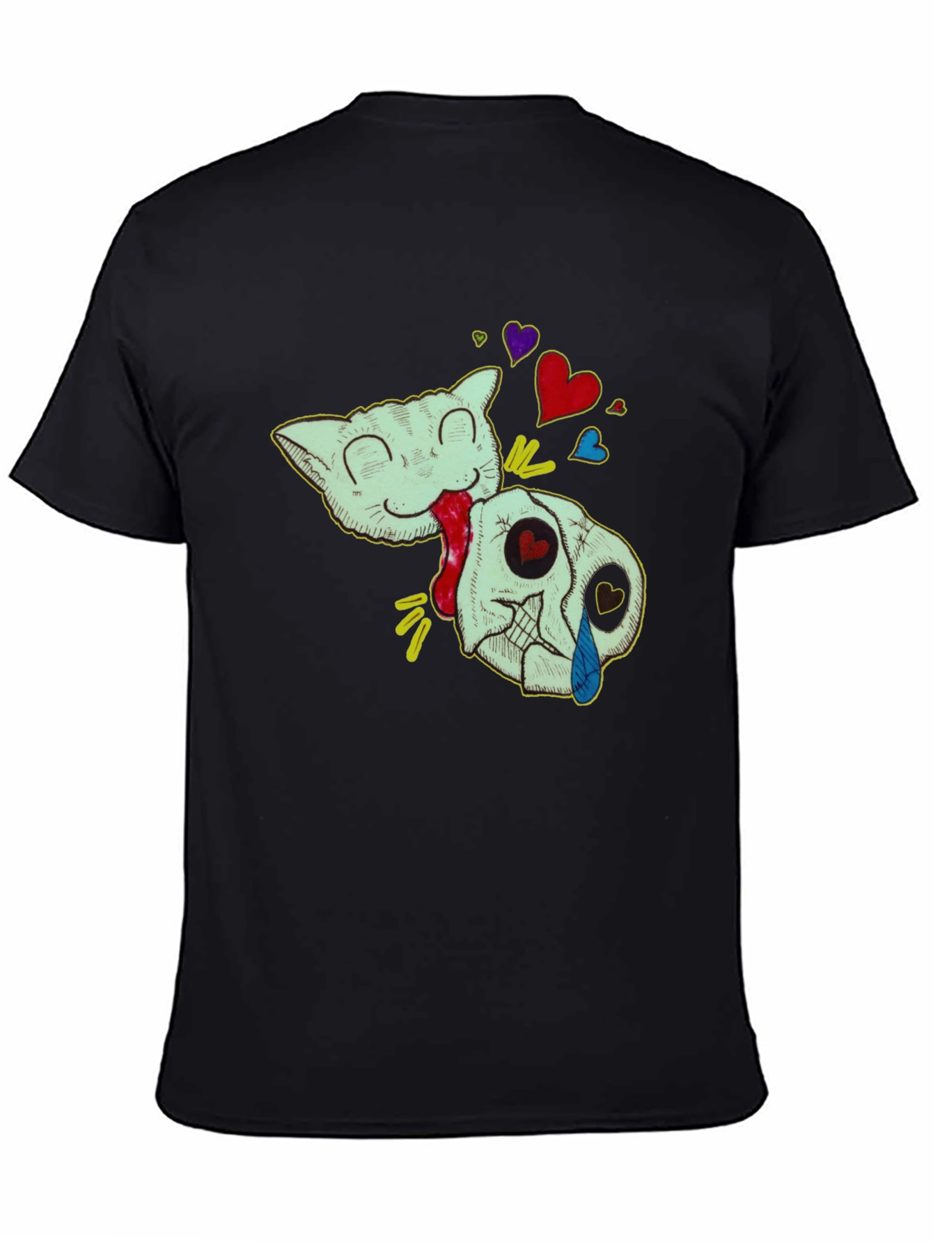 Cat & Skull Graphic T-Shirt