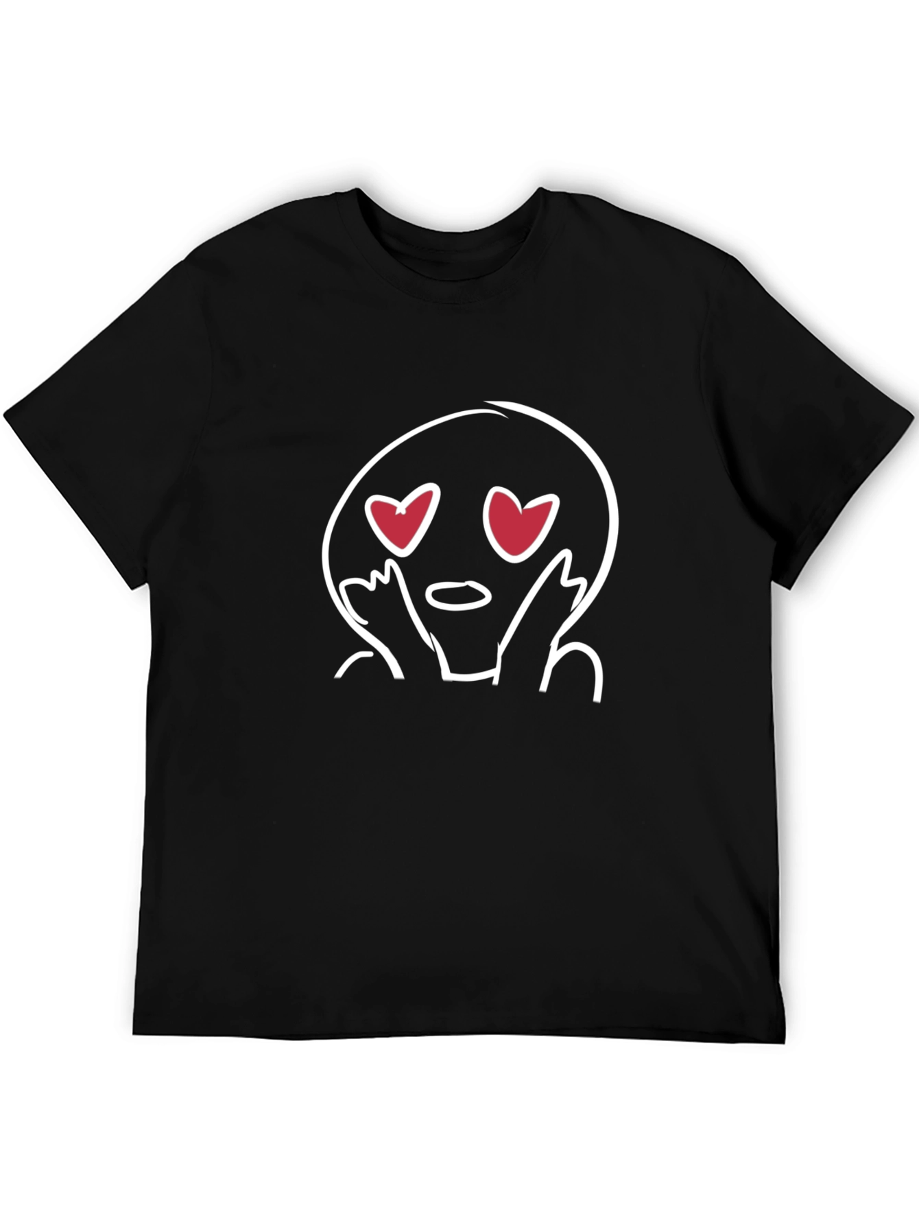 Emoji Heart Eyes Graphic Black T-Shirt