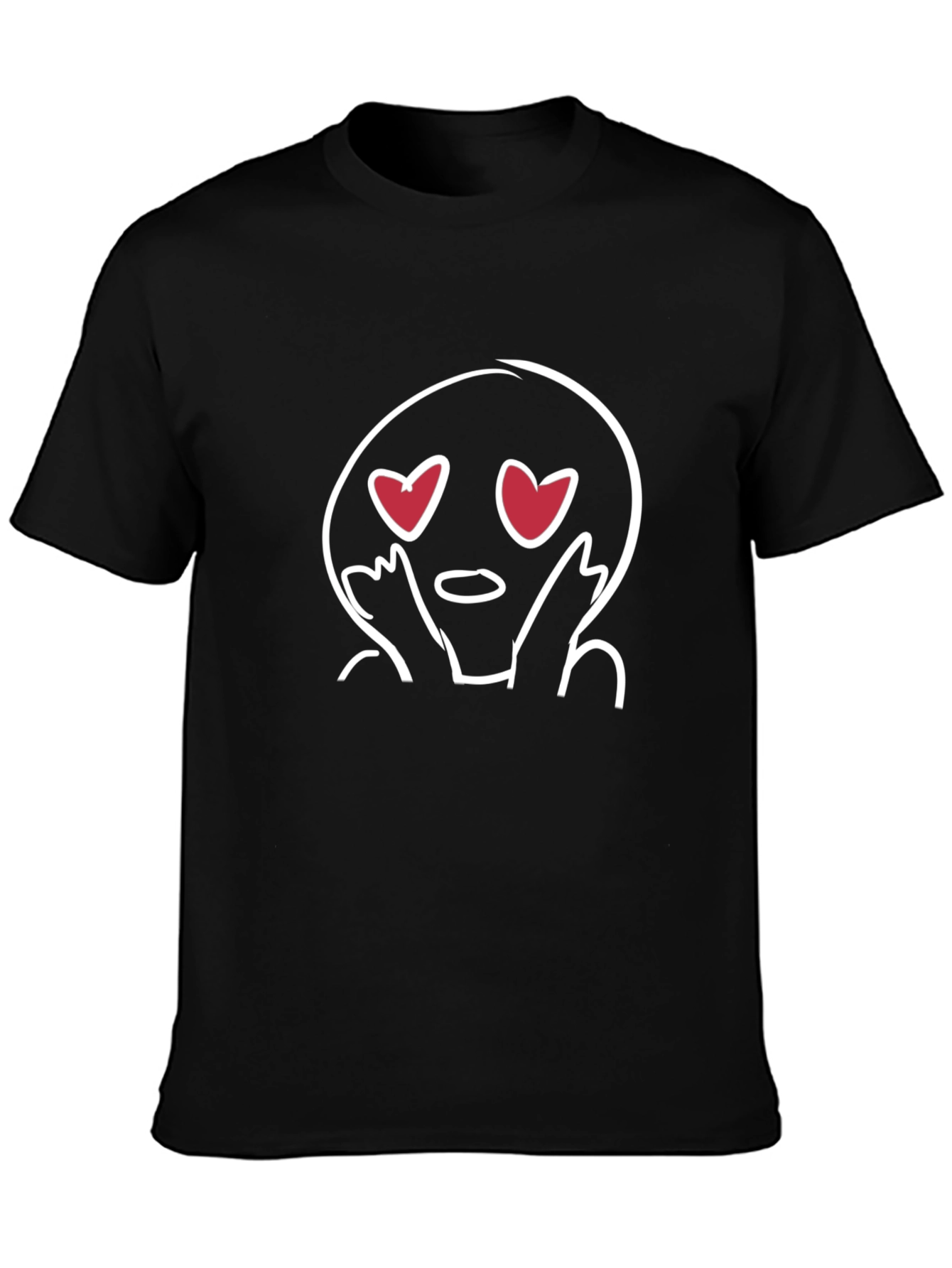 Emoji Heart Eyes Graphic Black T-Shirt