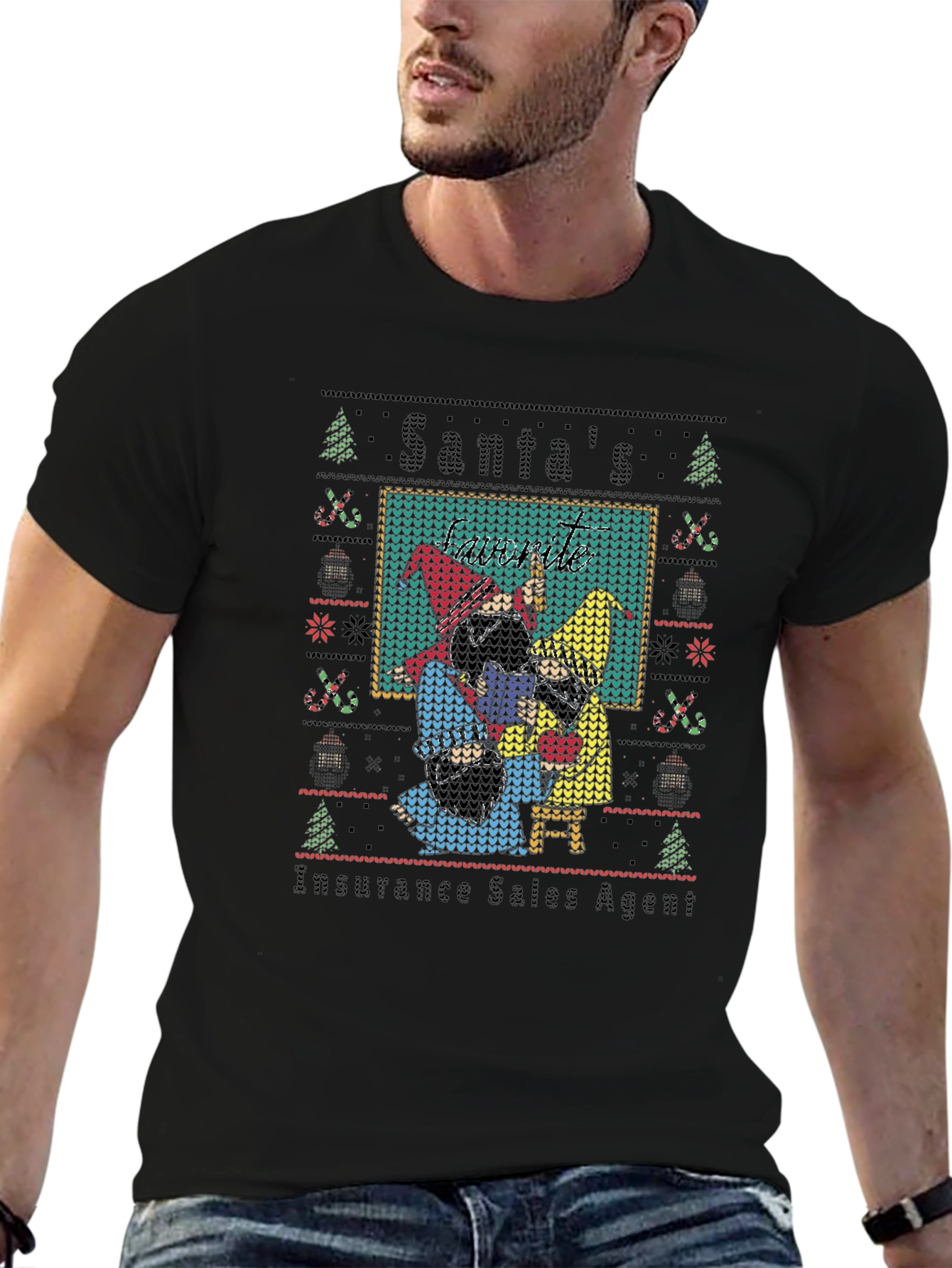 Santas Insurance Sales Agent Ugly Christmas Sweater T-Shirt