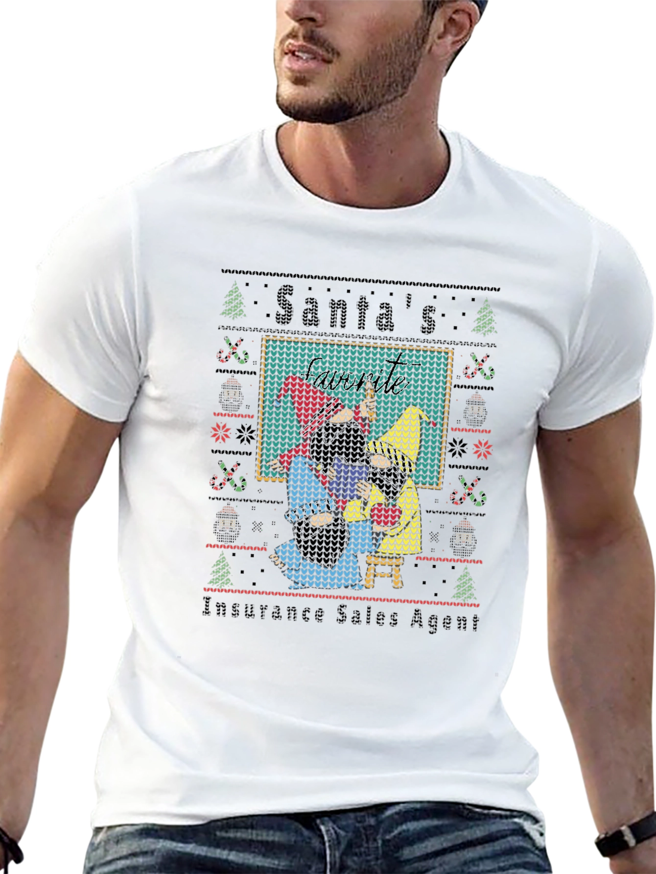 Santas Insurance Sales Agent Ugly Christmas Sweater T-Shirt