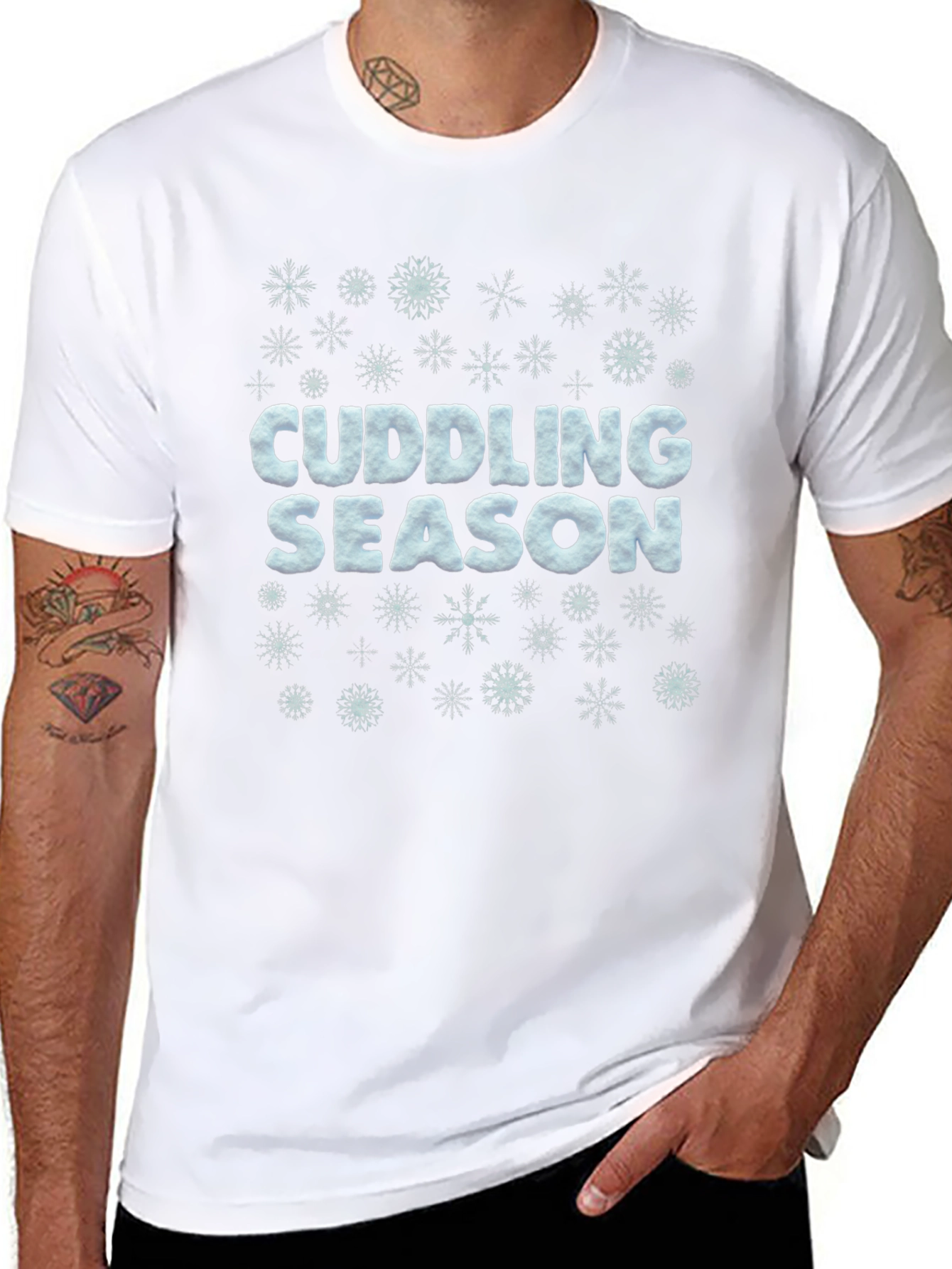 Cuddling Season Snowflake Black T-Shirt