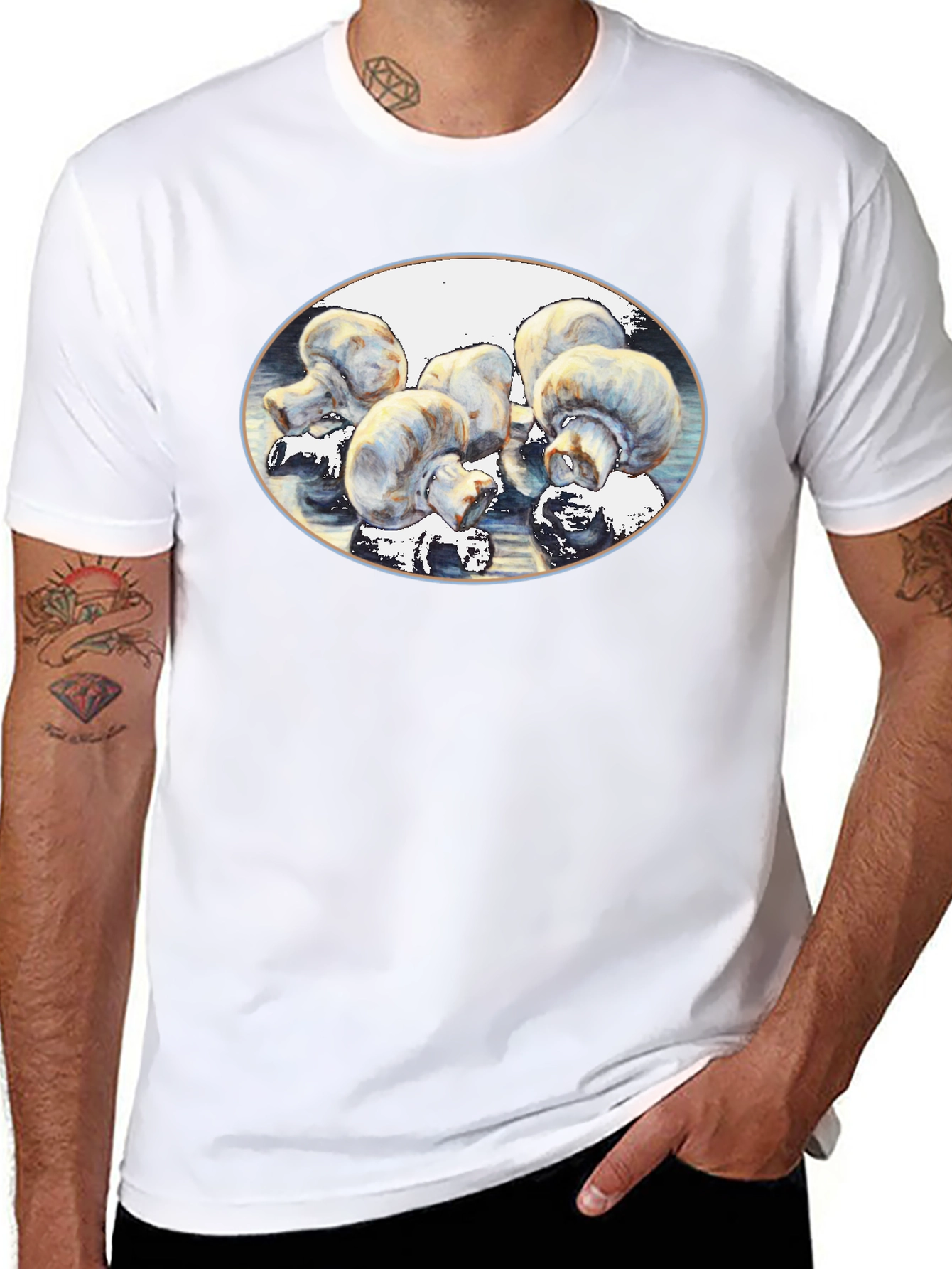 Mushroom Art Black T-Shirt