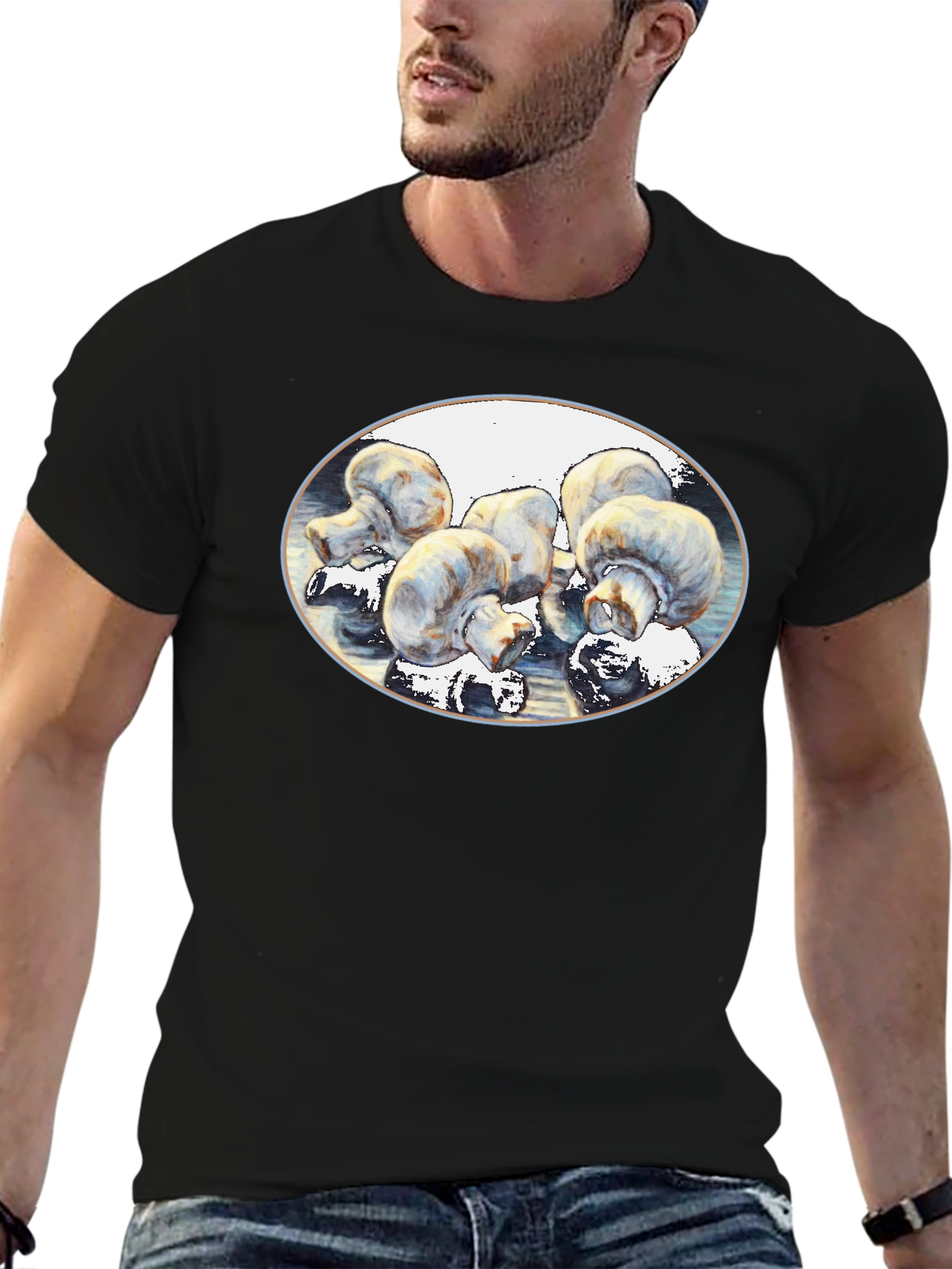 Mushroom Art Black T-Shirt