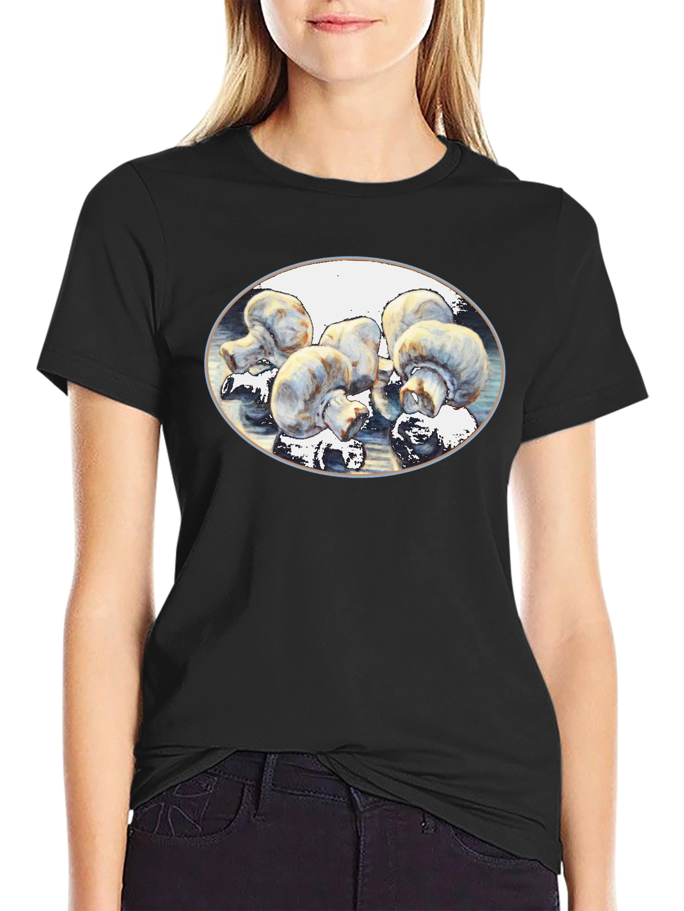Mushroom Art Black T-Shirt