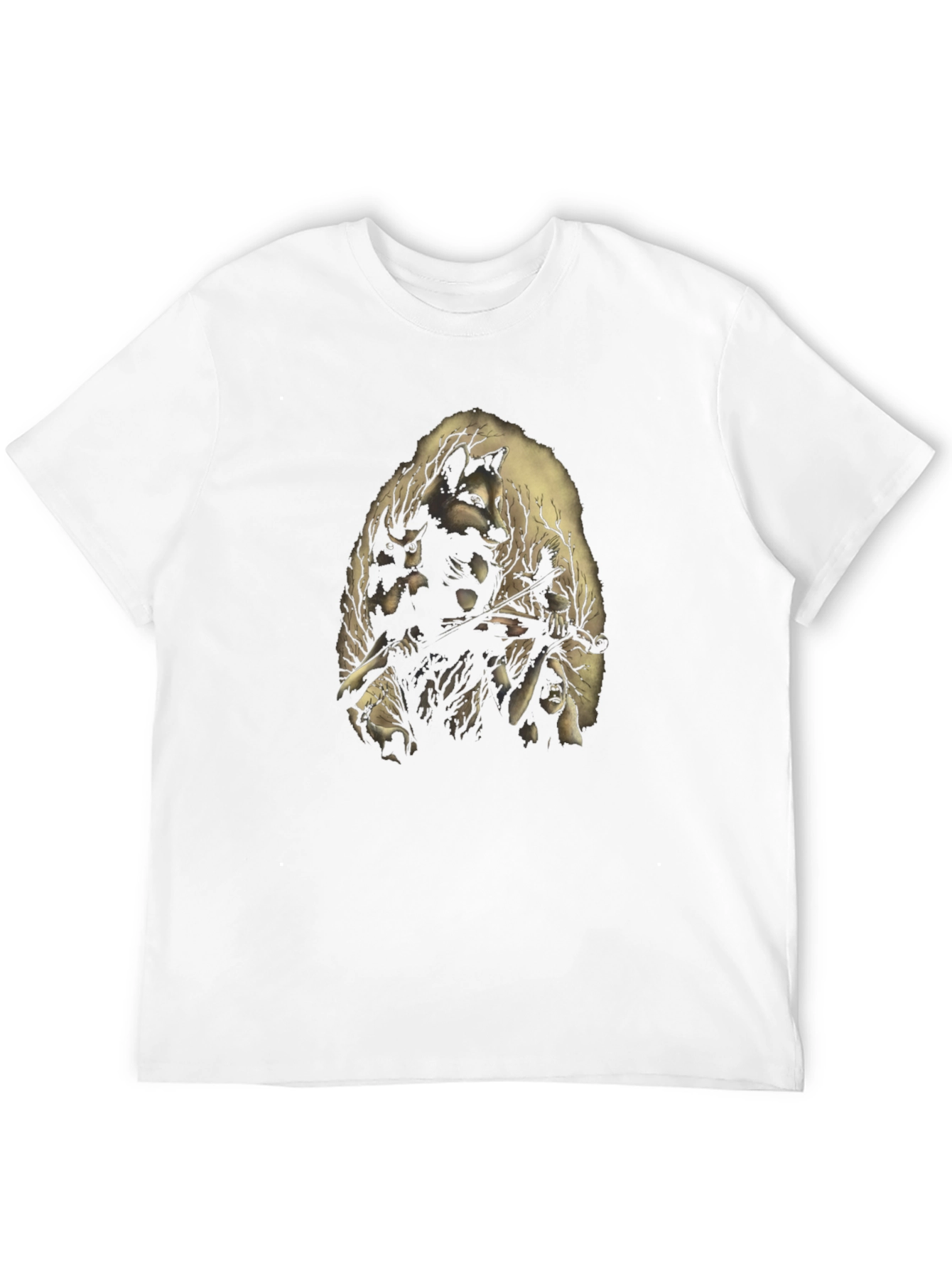 Nature Spirit Graphic Print Black T-Shirt