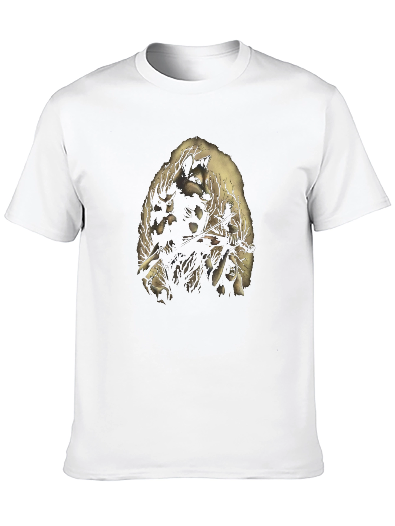 Nature Spirit Graphic Print Black T-Shirt