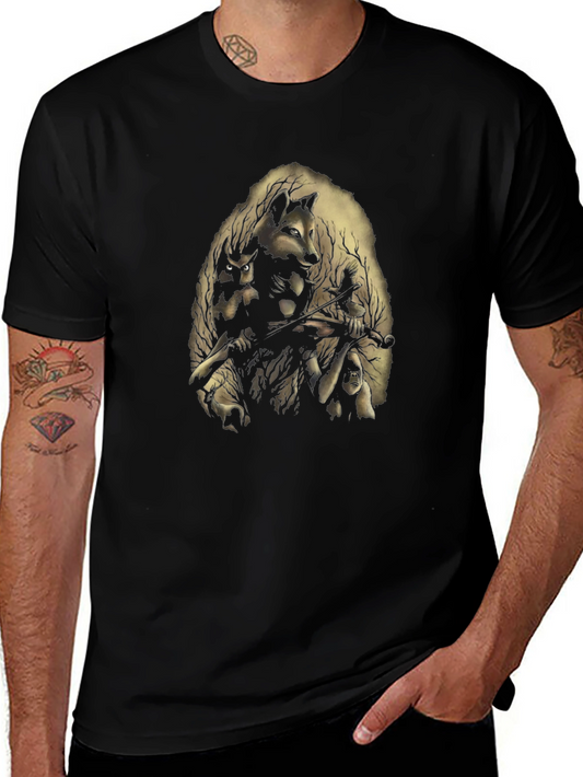Nature Spirit Graphic Print Black T-Shirt