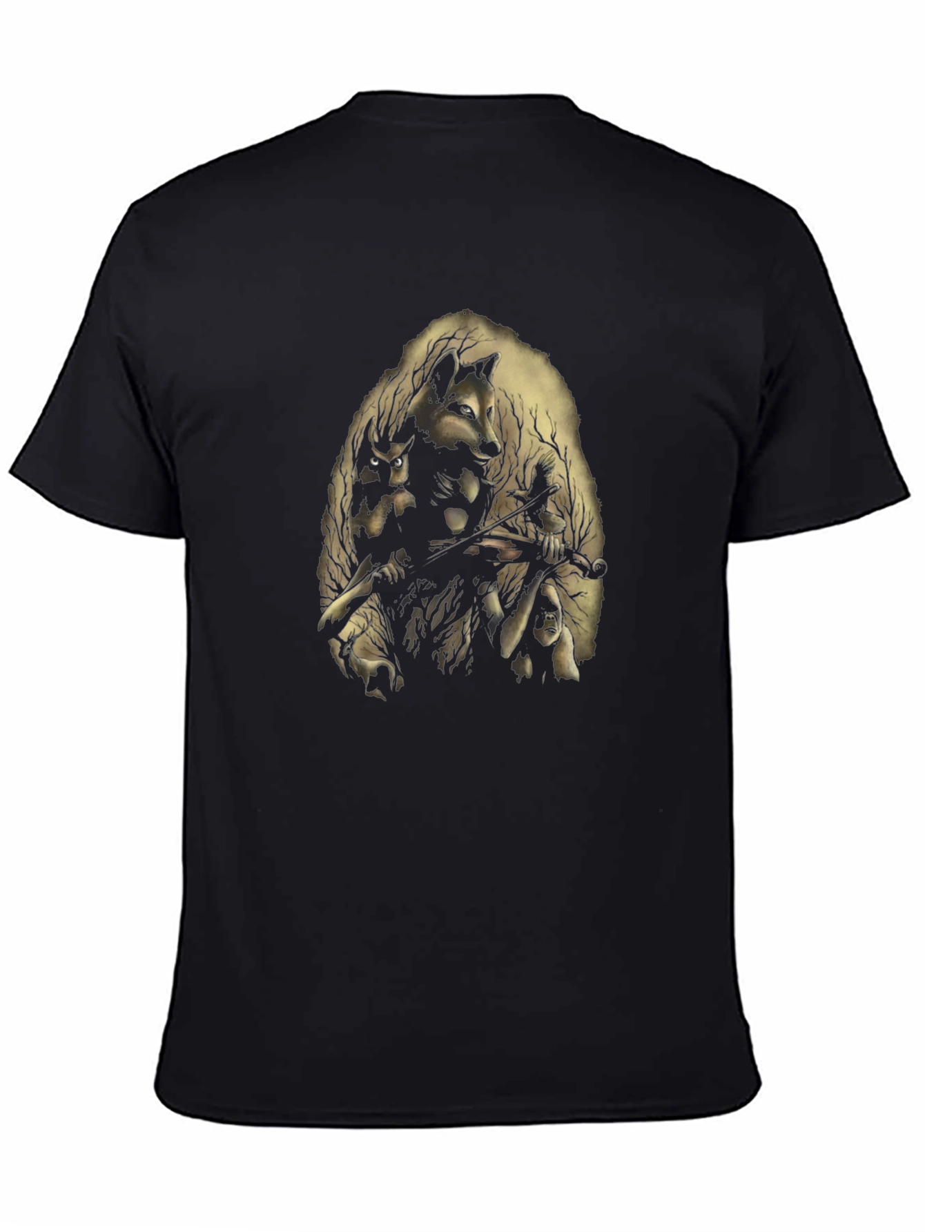Nature Spirit Graphic Print Black T-Shirt