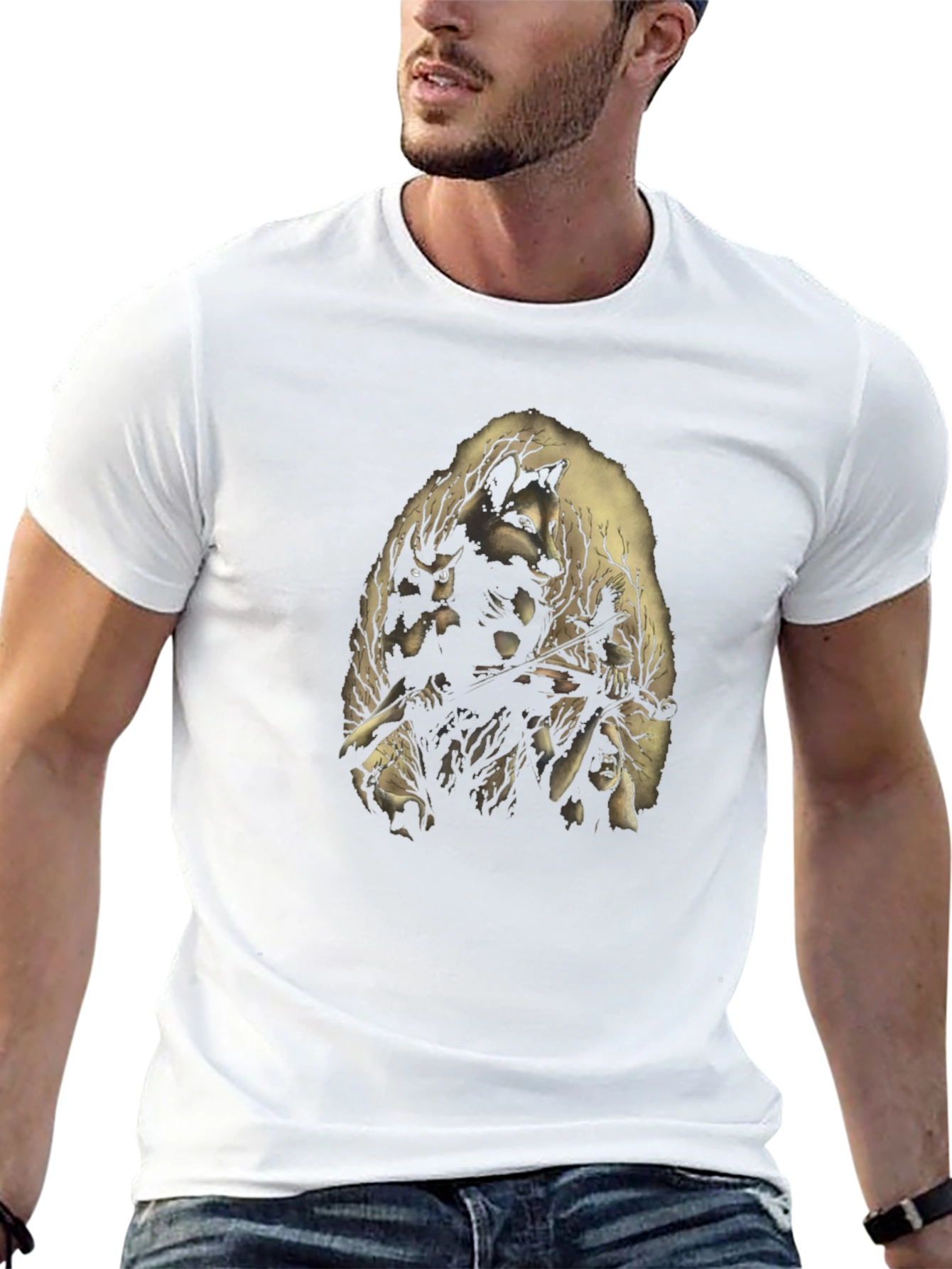 Nature Spirit Graphic Print Black T-Shirt