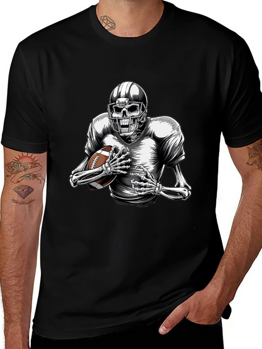 Skeleton Football Player Graphic T-Shirt