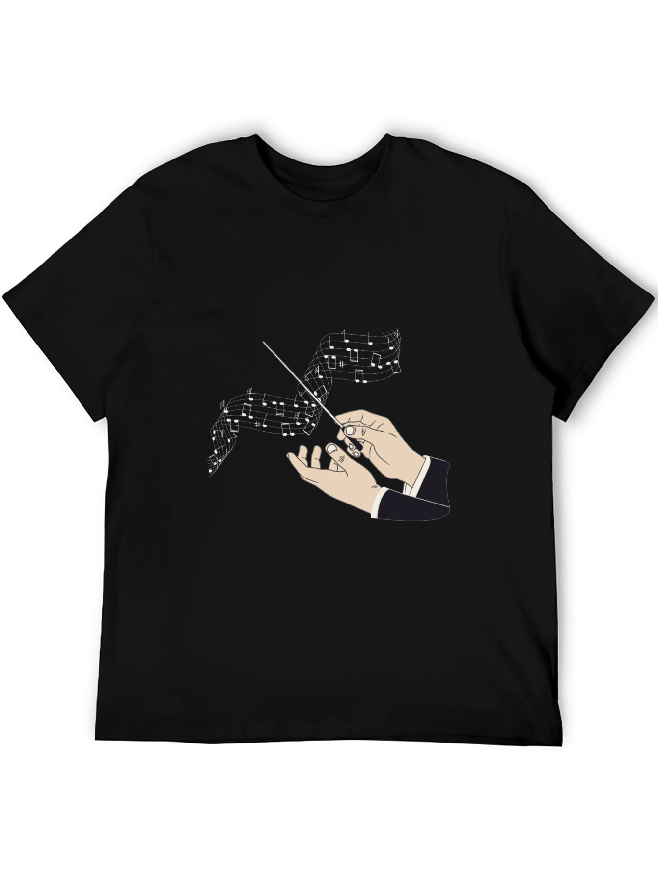 Conductor Music Notes Graphic Black T-Shirt