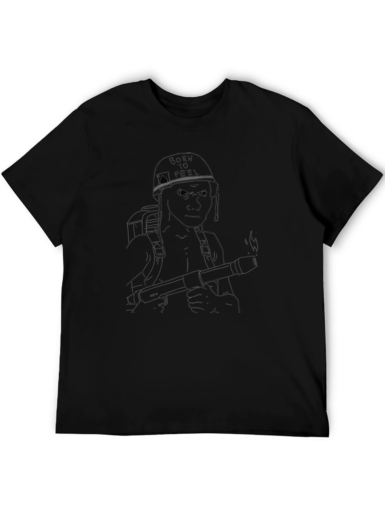 Tactical Soldier Graphic Tee - Black Cotton Casual Wear