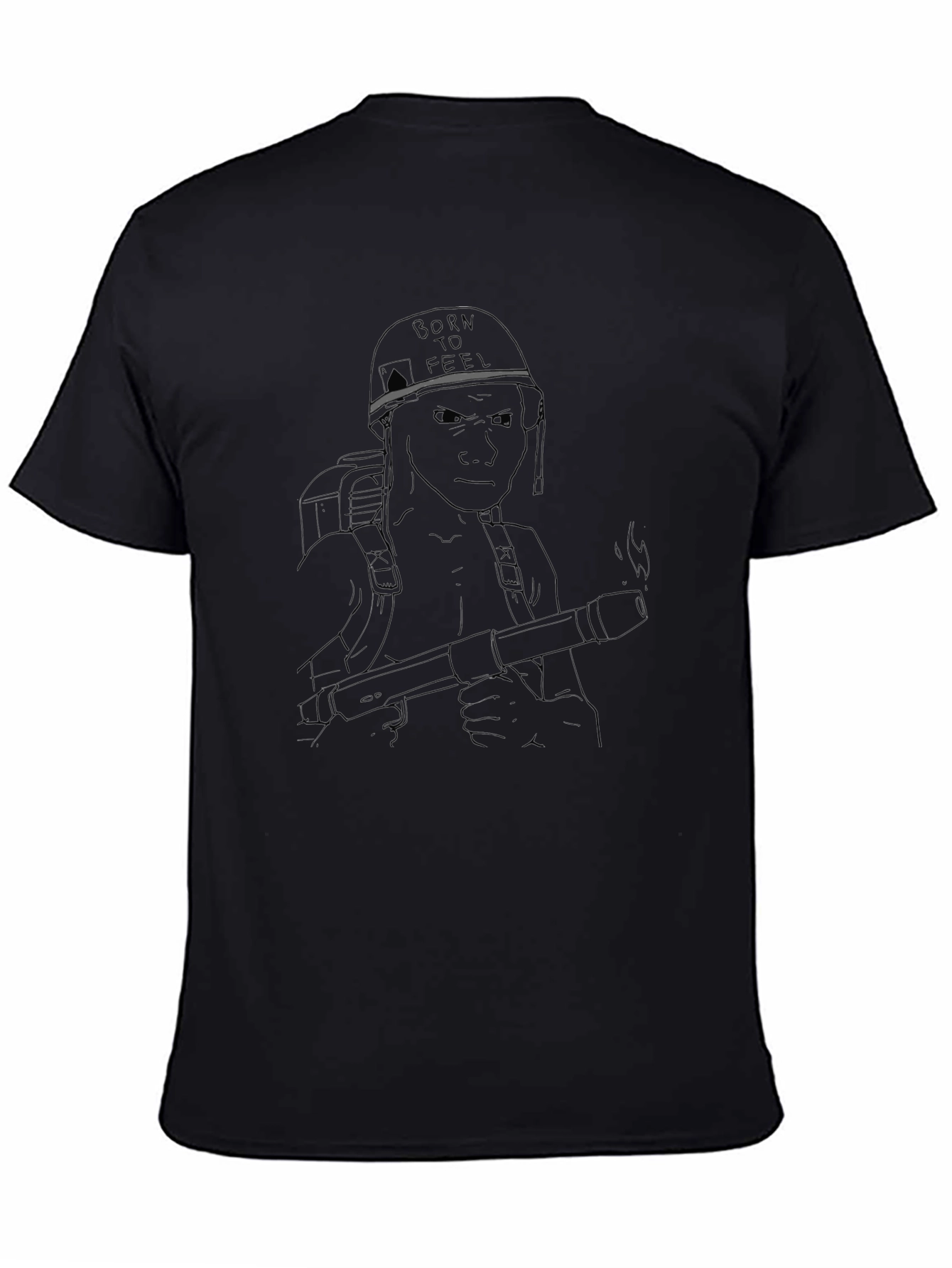 Tactical Soldier Graphic Tee - Black Cotton Casual Wear