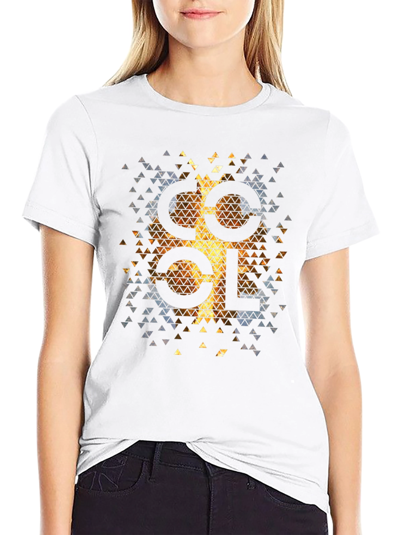 Cool Geometric Triangle Pattern Black Tee