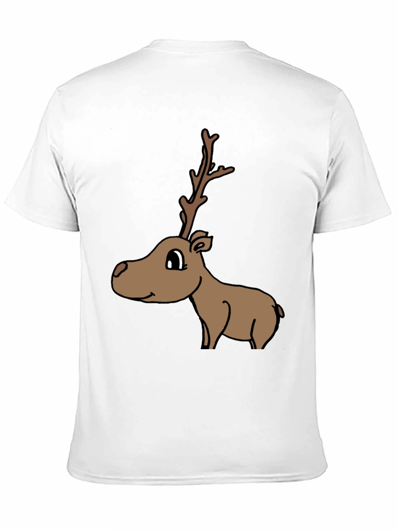 Cartoon Reindeer Graphic Tee - Black
