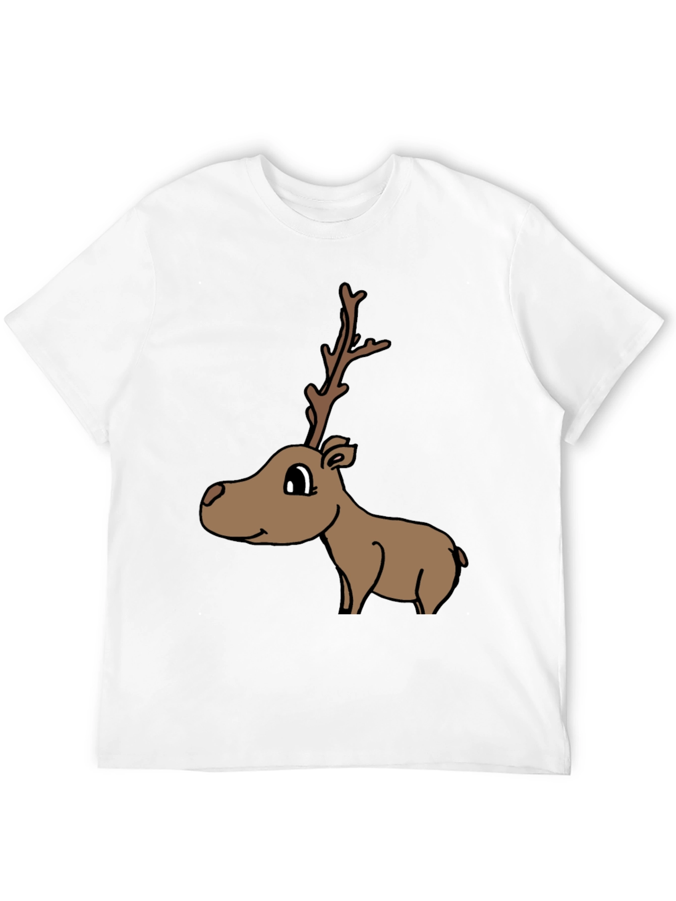 Cartoon Reindeer Graphic Tee - Black