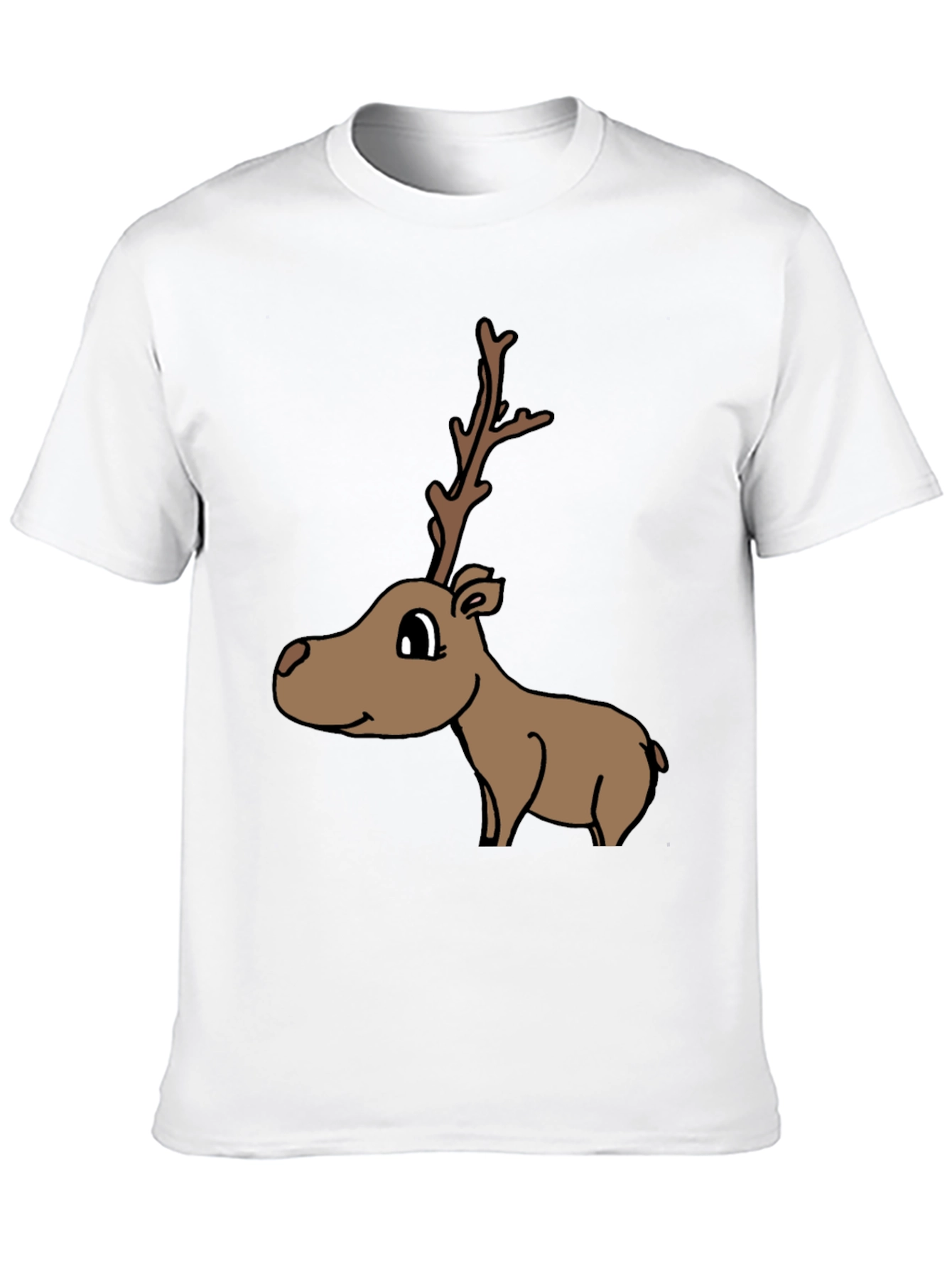 Cartoon Reindeer Graphic Tee - Black