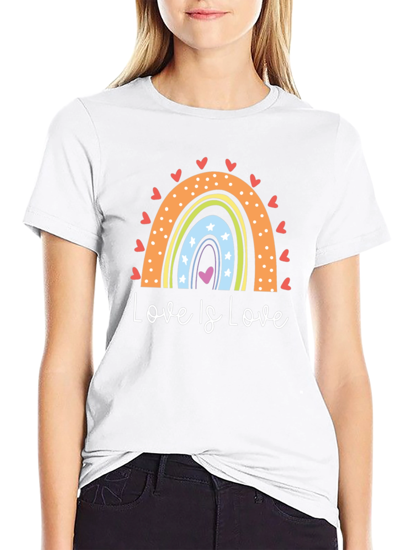 Love is Love Rainbow Heart Graphic T-Shirt