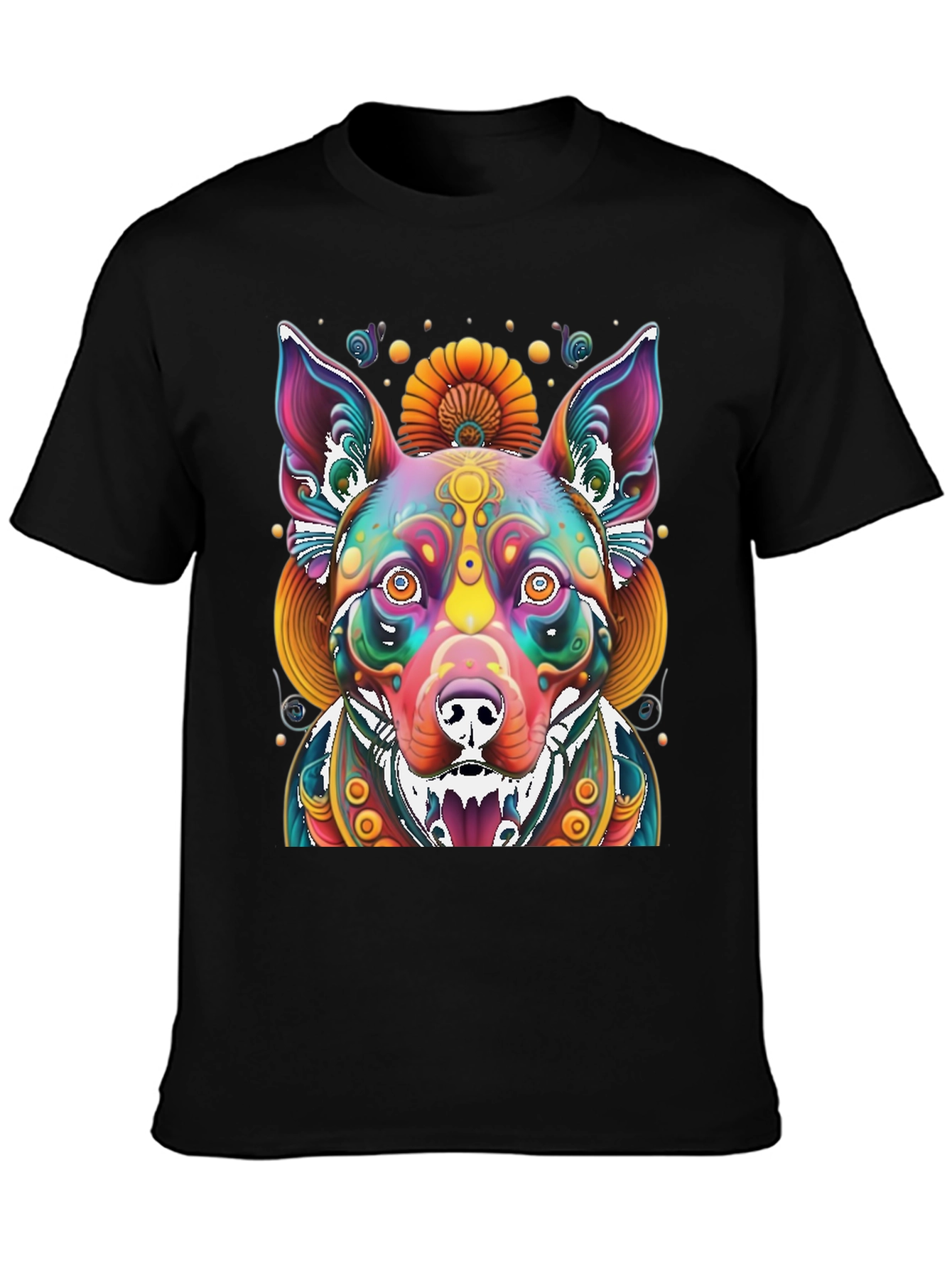 Psychedelic Dog Graphic Tee - Vibrant Print