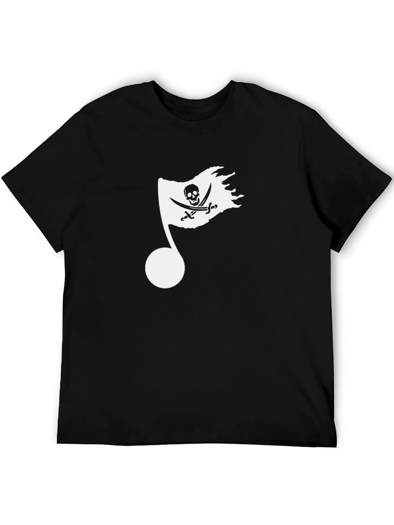 Pirate Flag Music Note Graphic Tee - Black