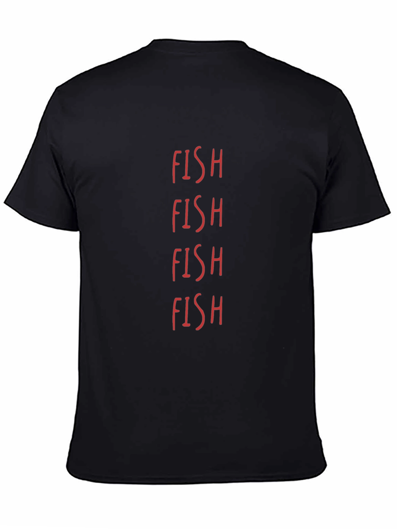 FISH Graphic Print Crew Neck Tee - Black