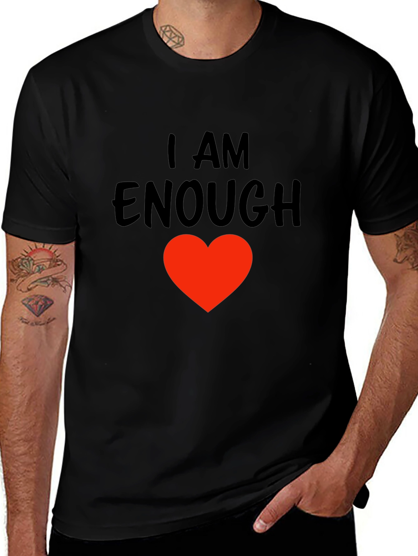 I AM ENOUGH Heart T-Shirt - Motivational Comfort