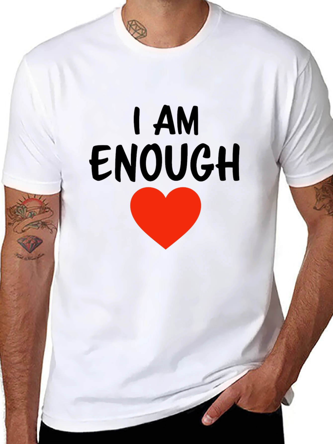 I AM ENOUGH Heart T-Shirt - Motivational Comfort