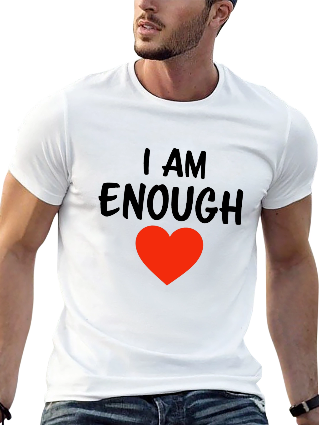 I AM ENOUGH Heart T-Shirt - Motivational Comfort