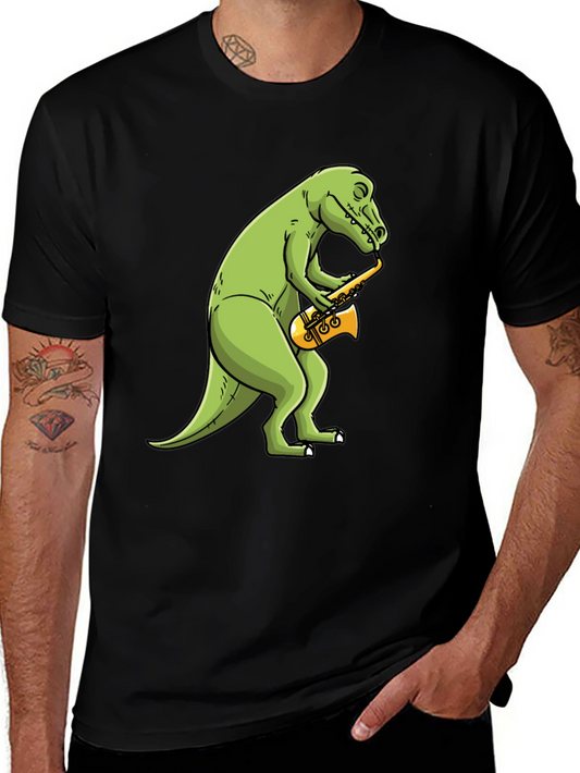 Dino Sax T-Shirt - Black Cotton Tee