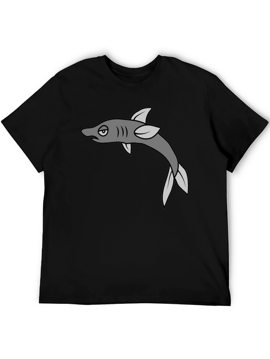 Black T-Shirt with Funny Shark Graphic