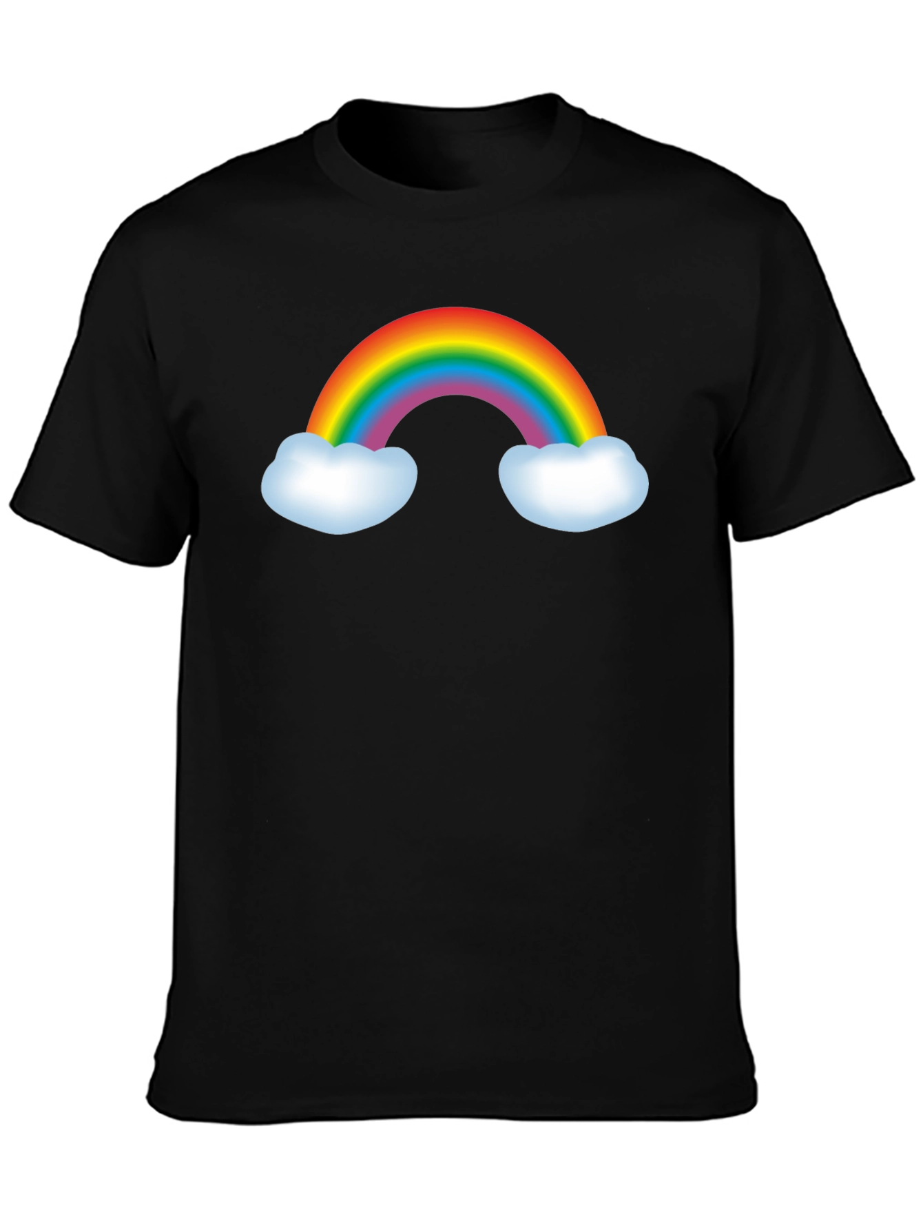 Rainbow Graphic Tee - Black Cotton Blend T-Shirt