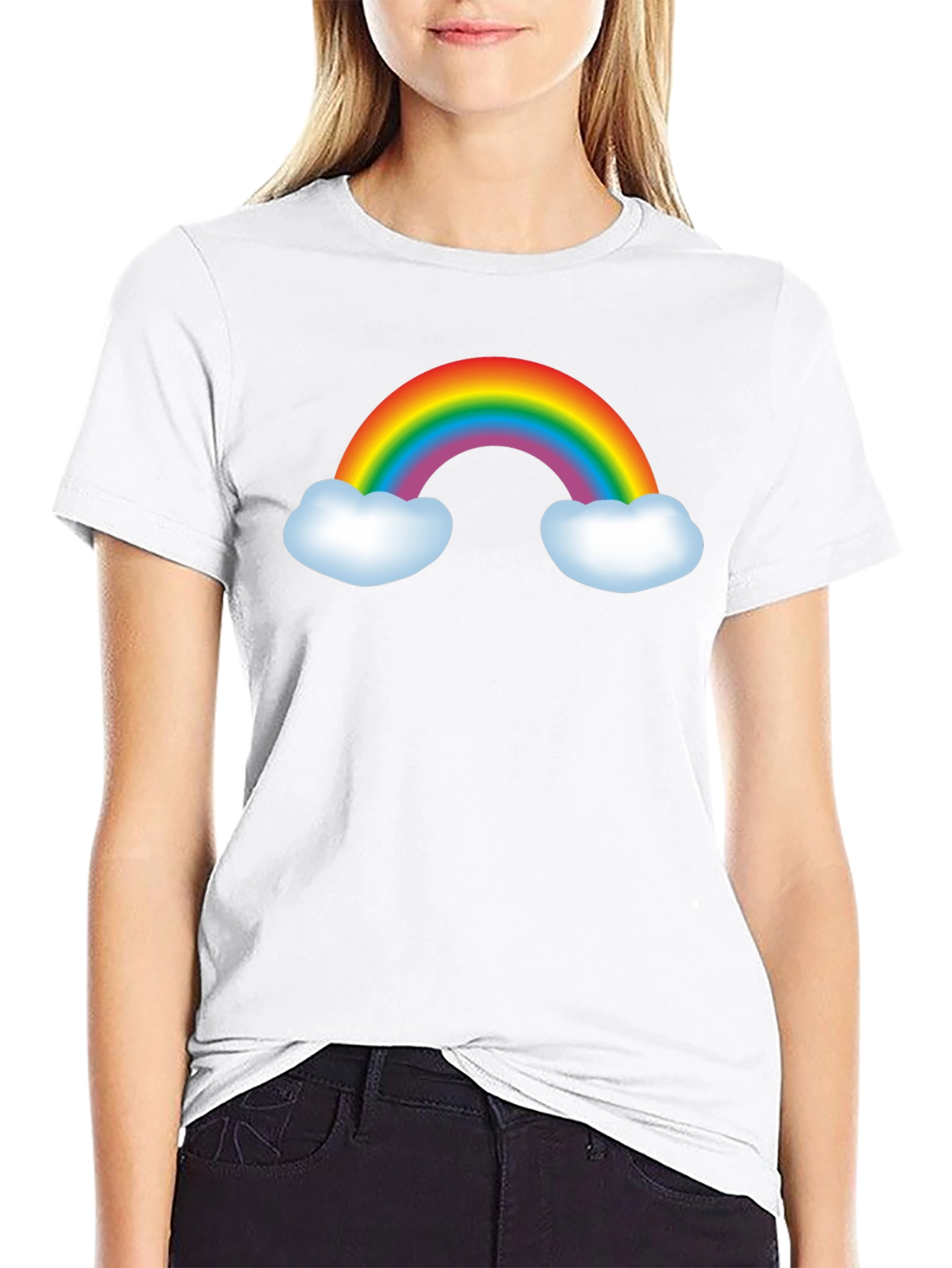 Rainbow Graphic Tee - Black Cotton Blend T-Shirt