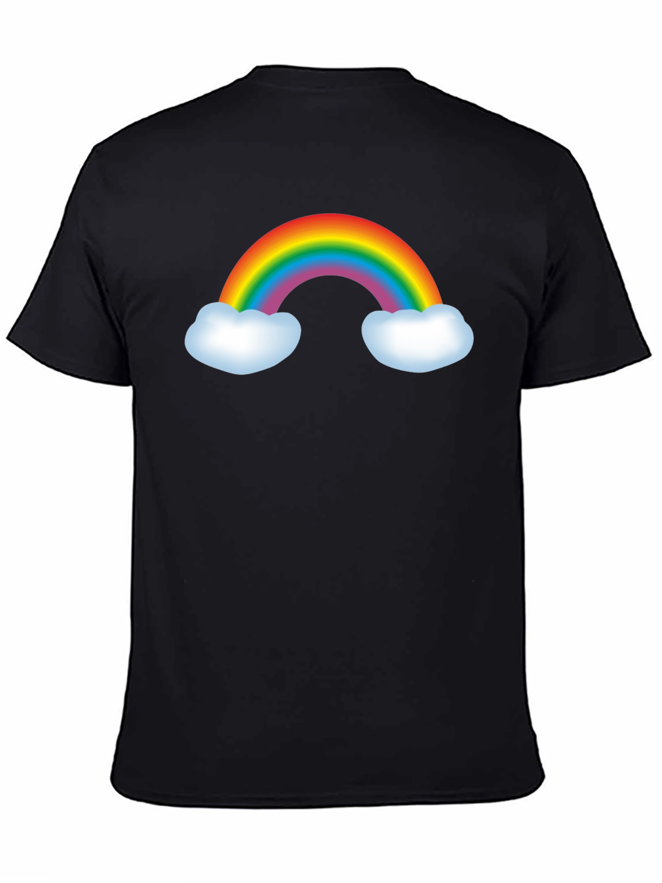 Rainbow Graphic Tee - Black Cotton Blend T-Shirt
