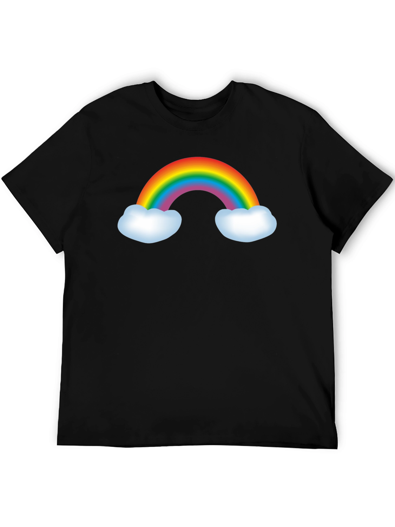 Rainbow Graphic Tee - Black Cotton Blend T-Shirt