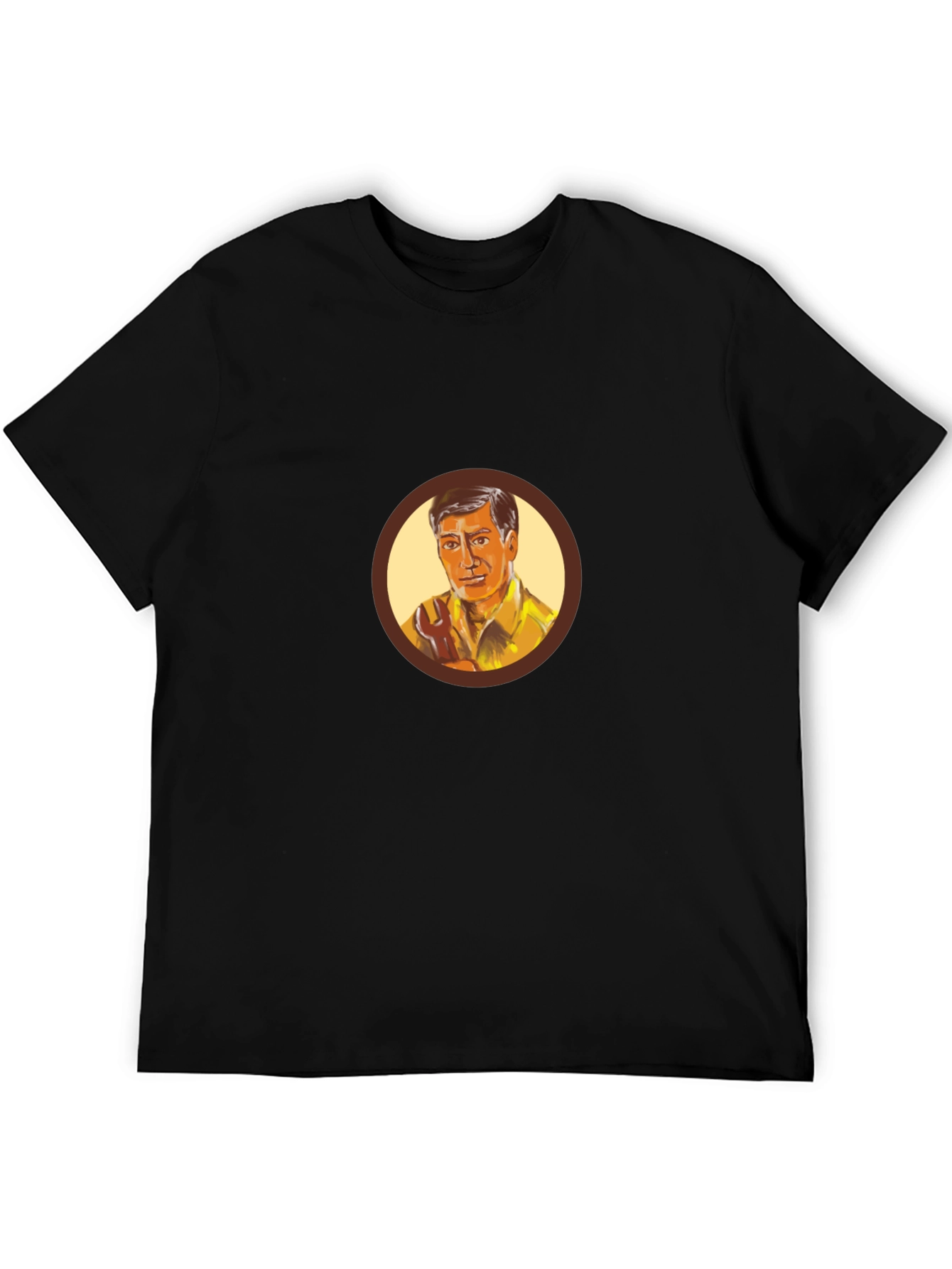 Retro Cartoon Man Graphic Black T-Shirt